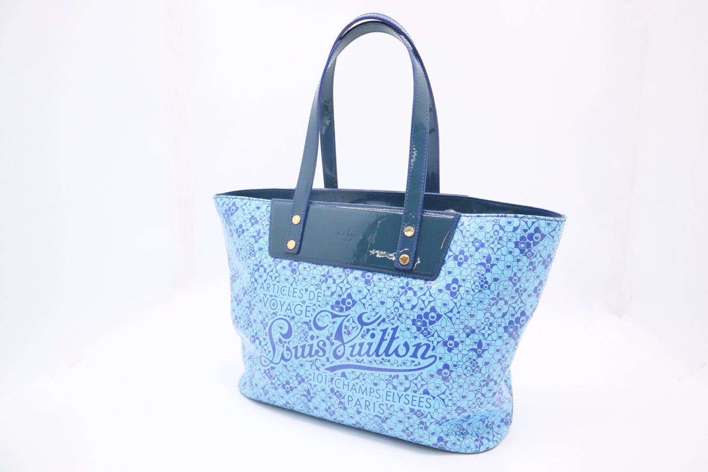 Louis Vuitton Cosmic Blossom Vinyl Canvas Blue Tote Bag