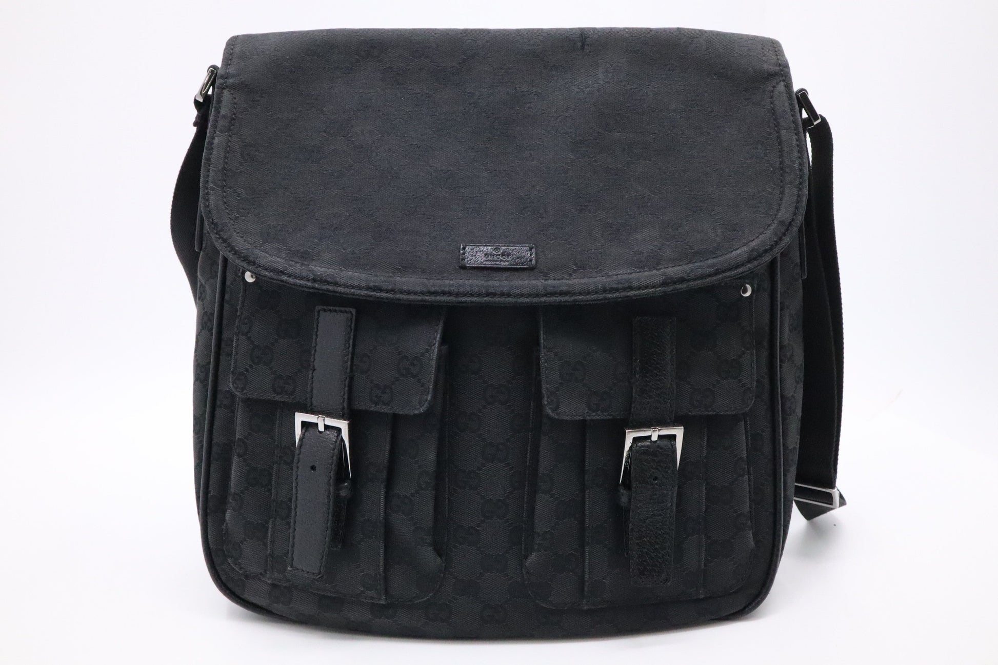 Gucci Messenger Bag In Canvas Black Travel Bag