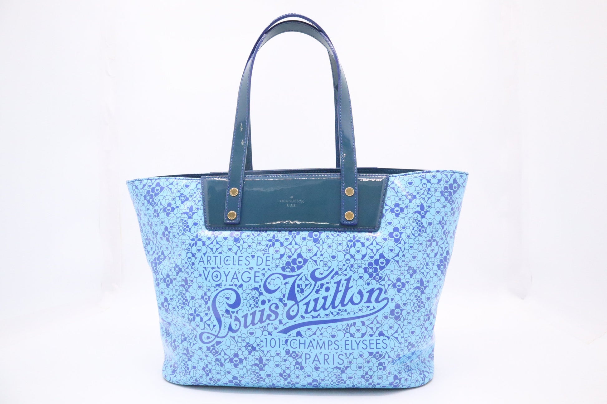 Louis Vuitton Cosmic Blossom Vinyl Canvas Blue Tote Bag