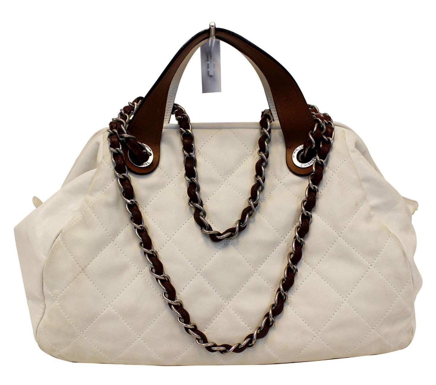 Chanel In The Mix Satchel Bag Leather White Travel Bag