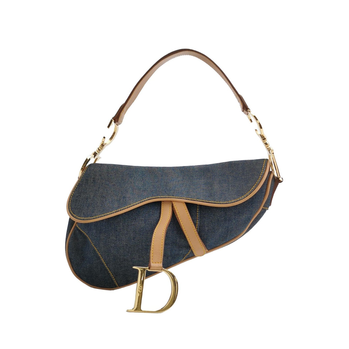 Dior Saddle Navy With Silk Lining And Trim Leather Denim Travel Bag