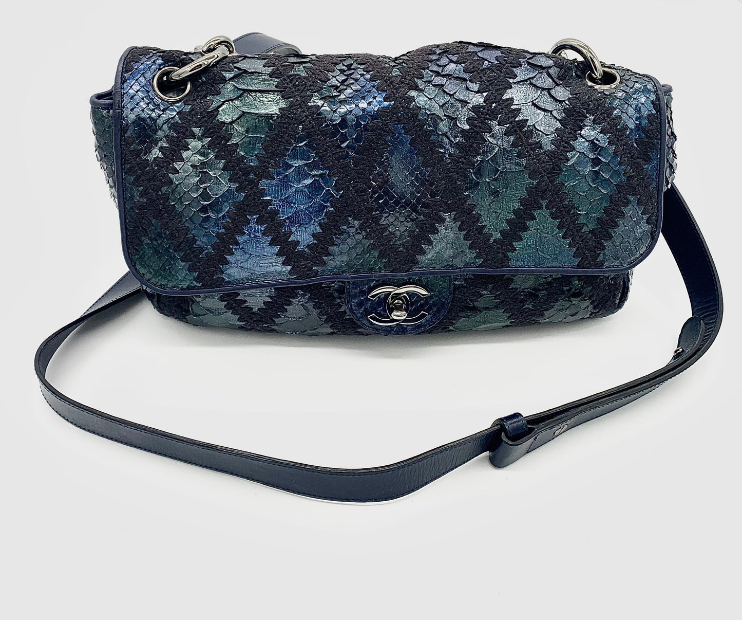 Chanel PYTHON CROCHET JUMBO FLAP -HS Shoulder Bag