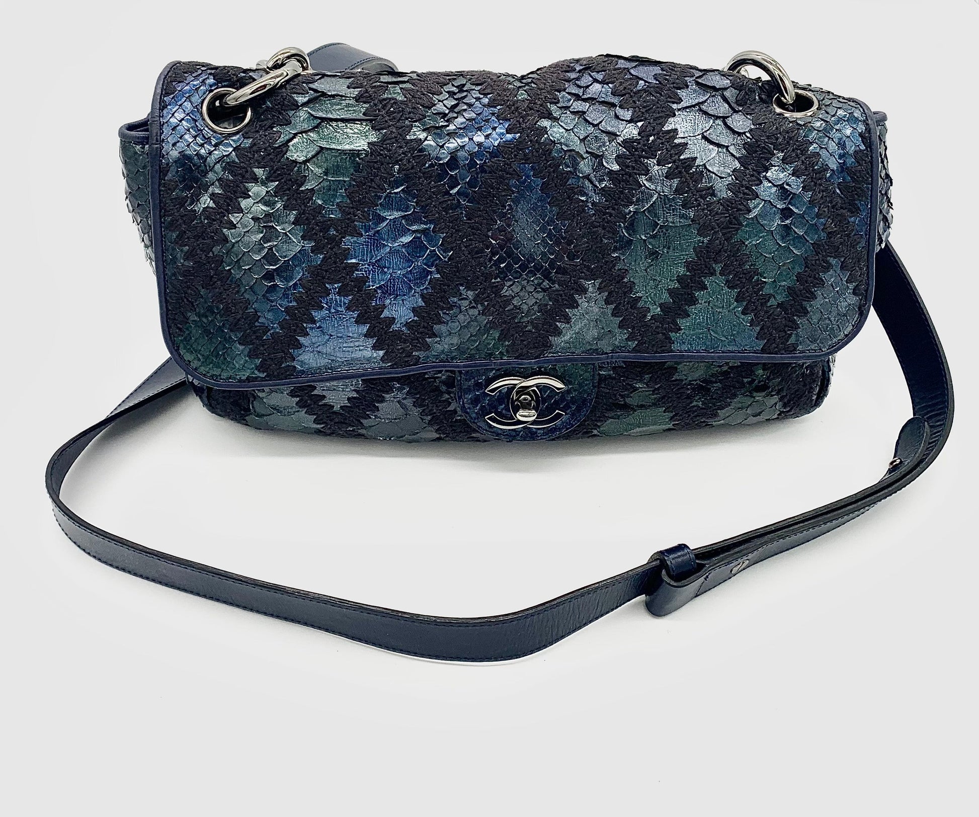 Chanel PYTHON CROCHET JUMBO FLAP -HS Shoulder Bag