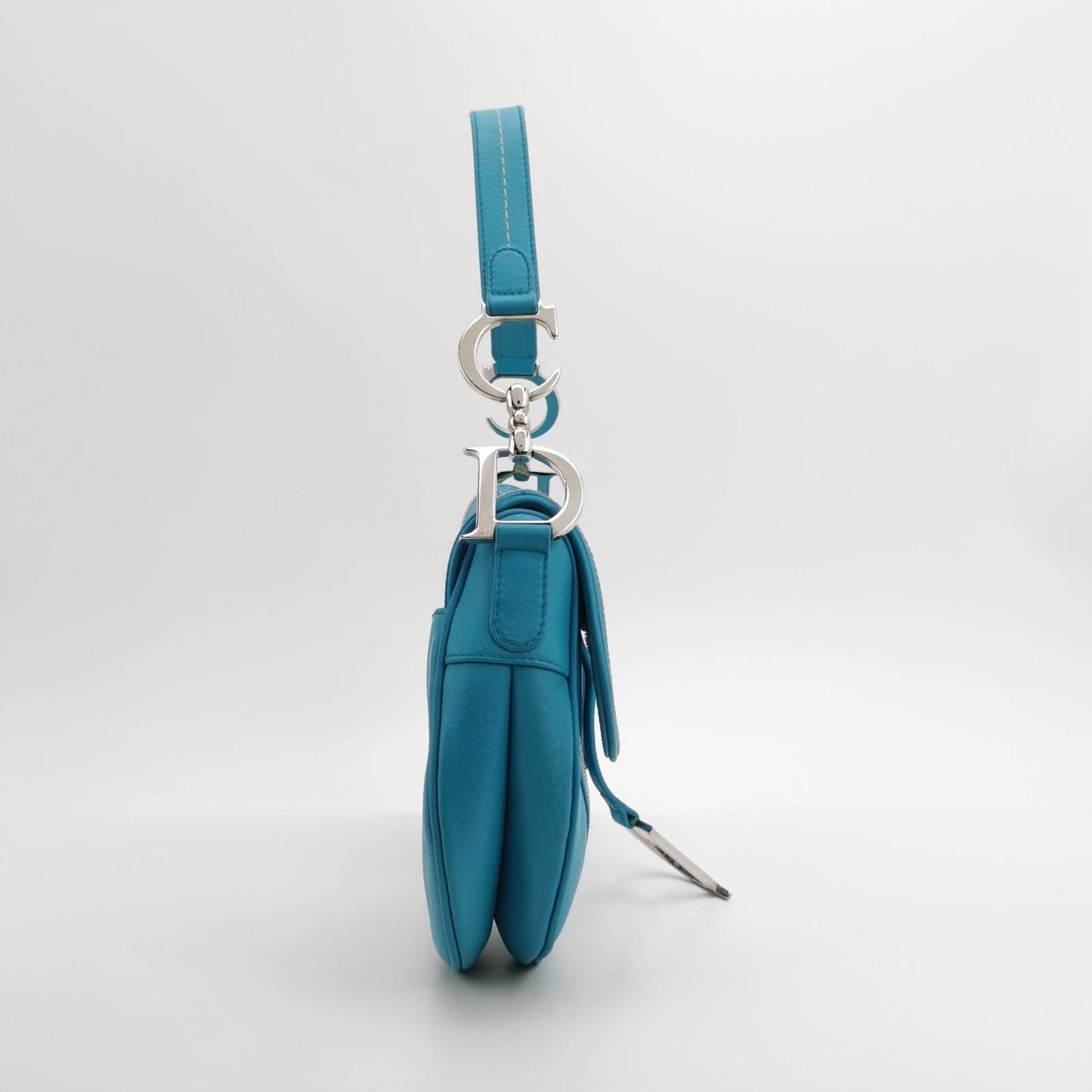 Dior Saddle Baby With Hardware Handbag Leather Blue Travel Bag