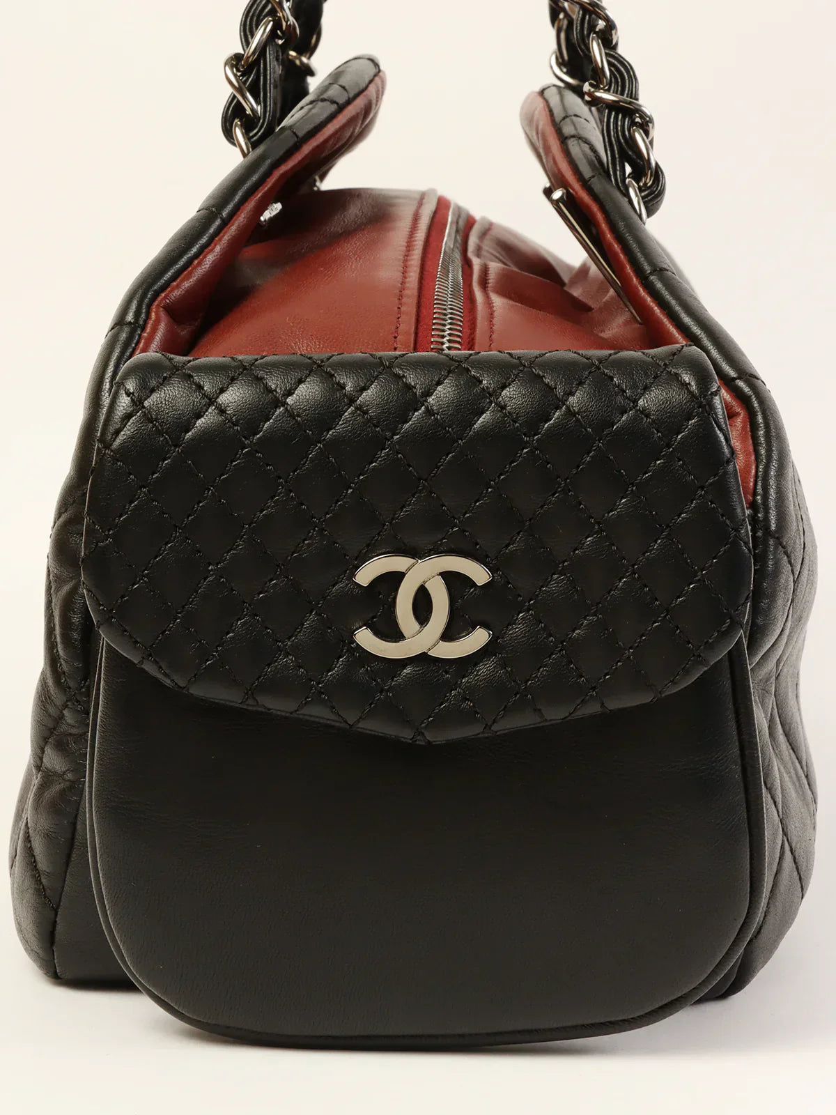 Chanel Around  Made Double Pockets Cc Mark Plate Chain Shoulder Bag Black