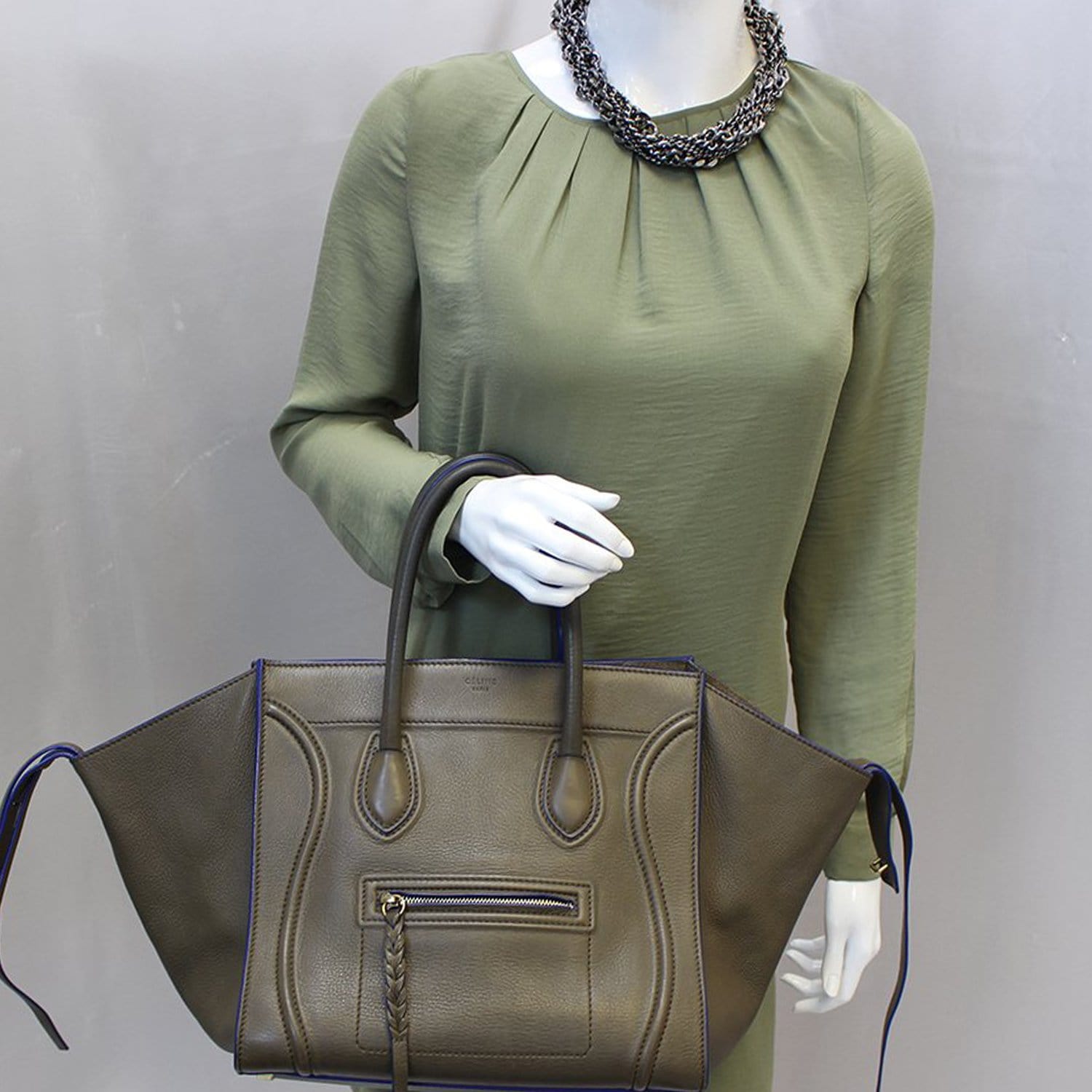 Phantom Luggage Olive Bicolor Grained Bag Leather Green Travel Bag