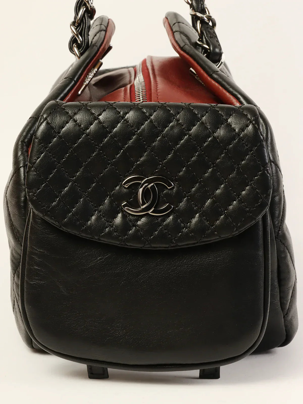 Chanel Around  Made Double Pockets Cc Mark Plate Chain Shoulder Bag Black
