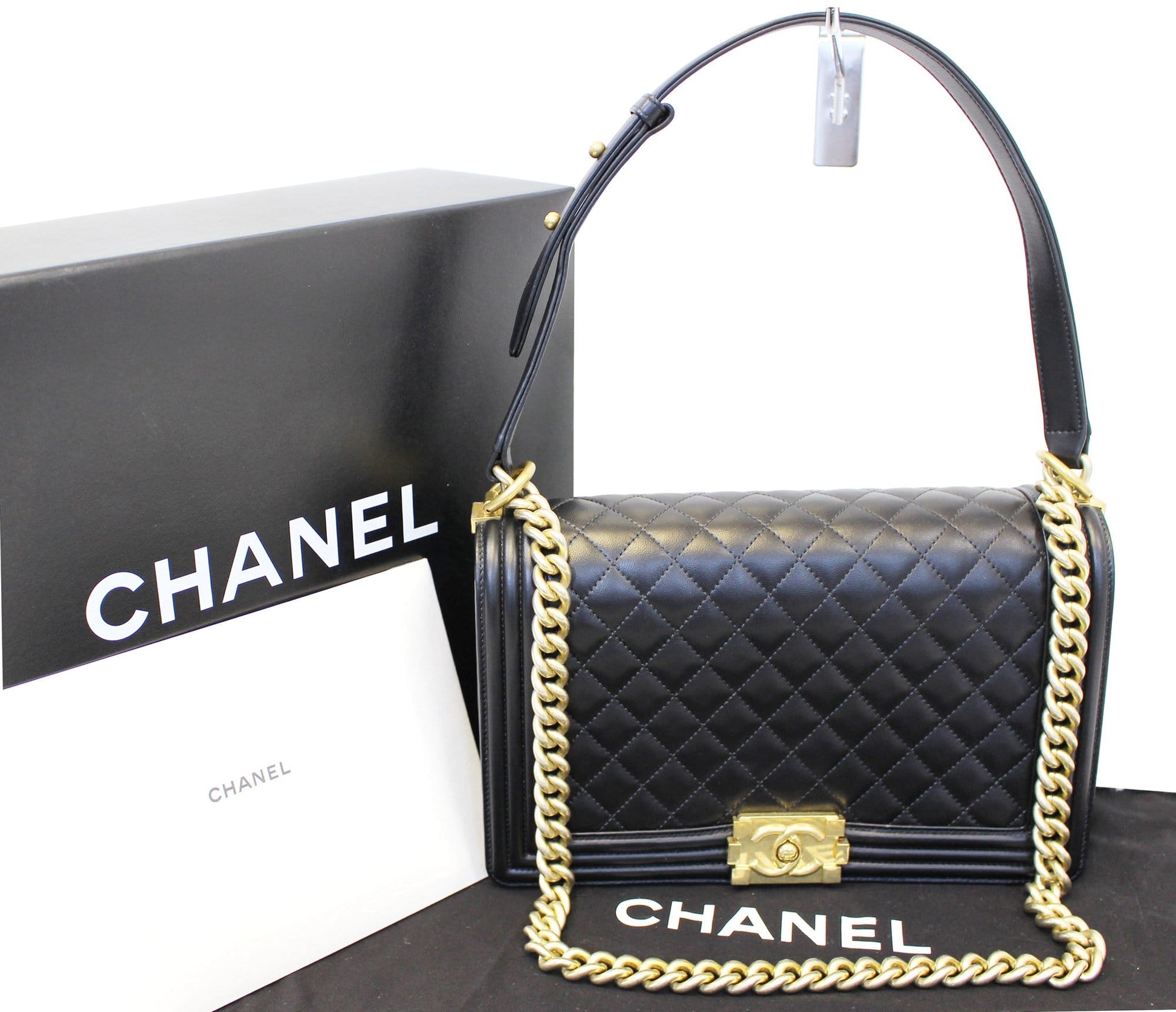 Chanel Le Boy Leather Lambskin Black Travel Bag