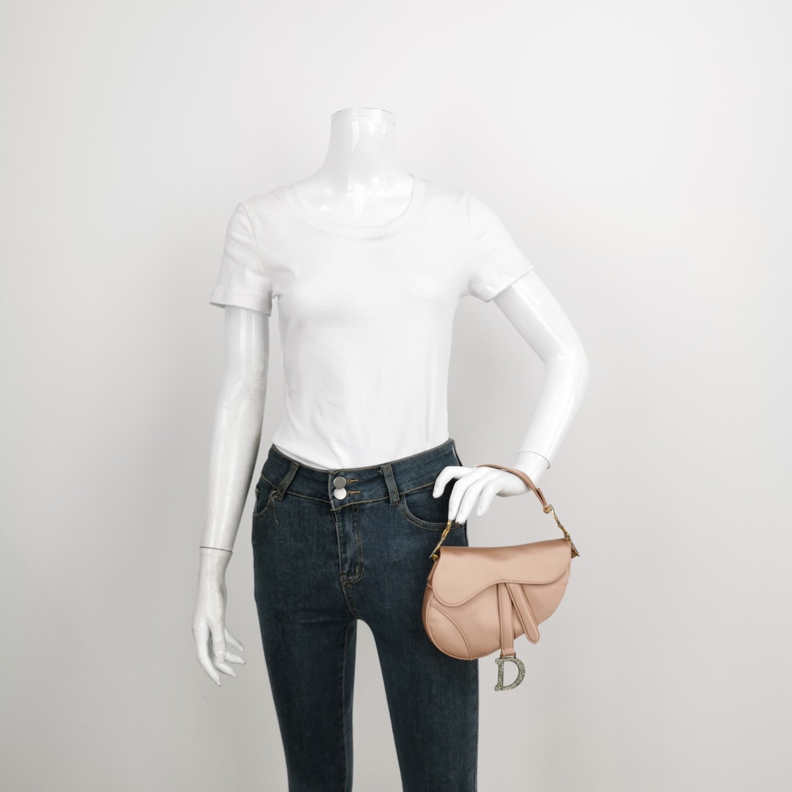 Dior Saddle Silk With Crystals Handbag Satin Pink Travel Bag
