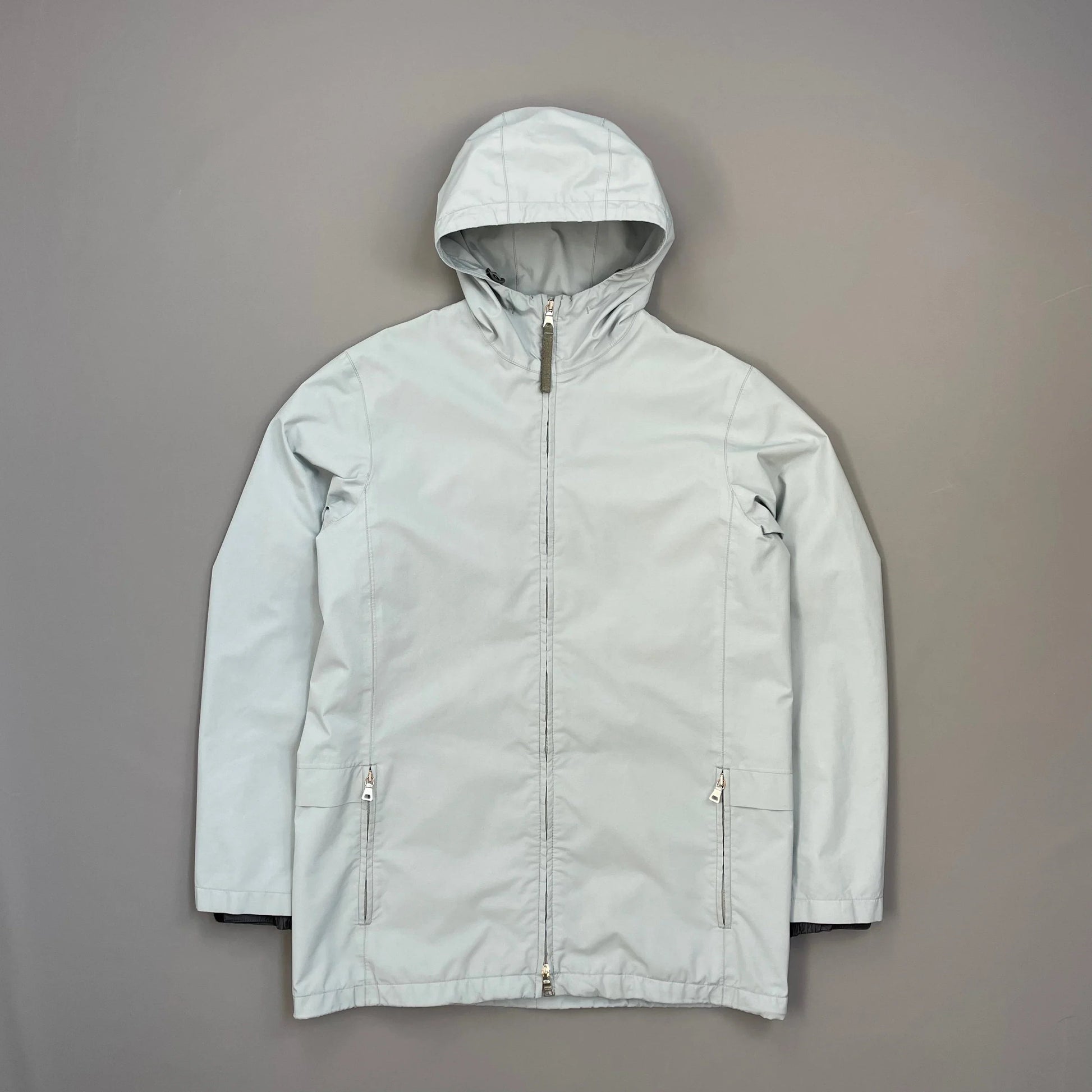 Prada Handbag Sport Light Technical Multi-Pocket Goretex Hooded Parka Blue
