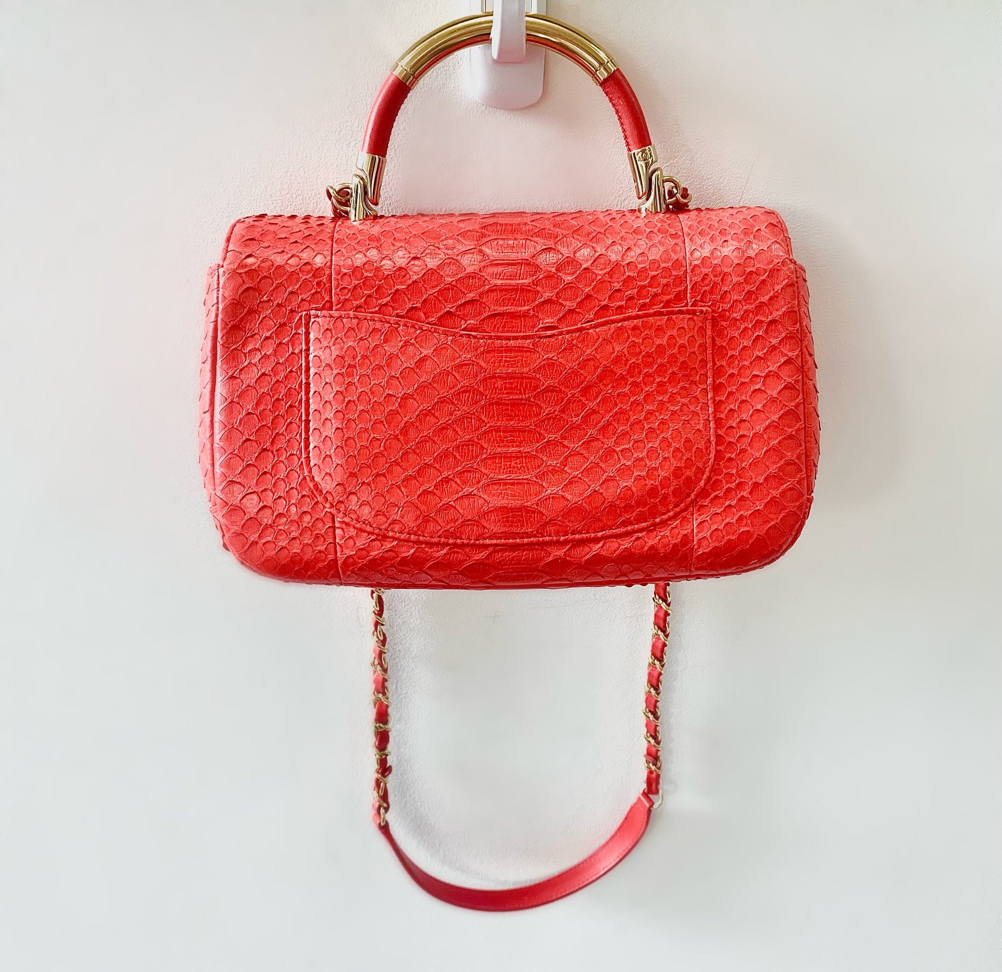 Chanel PYTHON FLAP Red Shoulder Bag