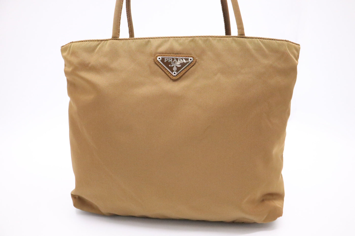 Prada Handbag In Bronze Canvas Nylon Travel Bag