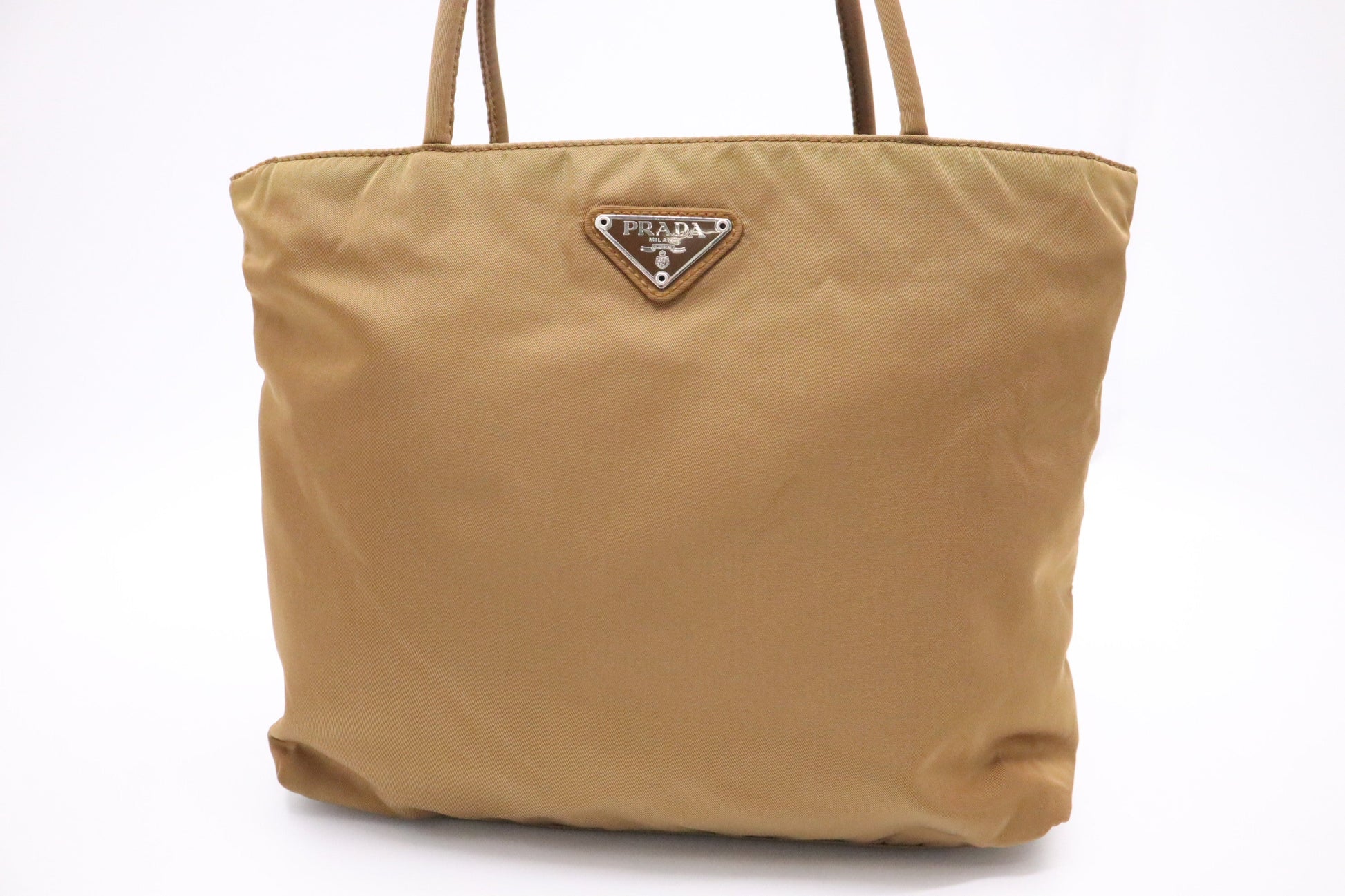 Prada Handbag In Bronze Canvas Nylon Travel Bag