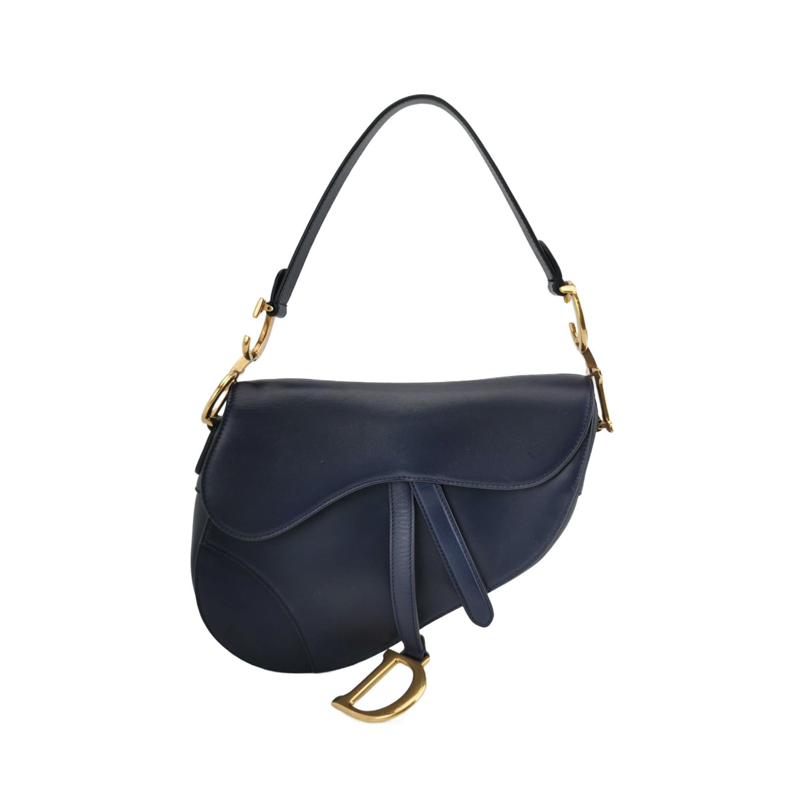 Dior Christian Saddle Navy Smooth Calfskin Handbag Leather Medium Travel Bag