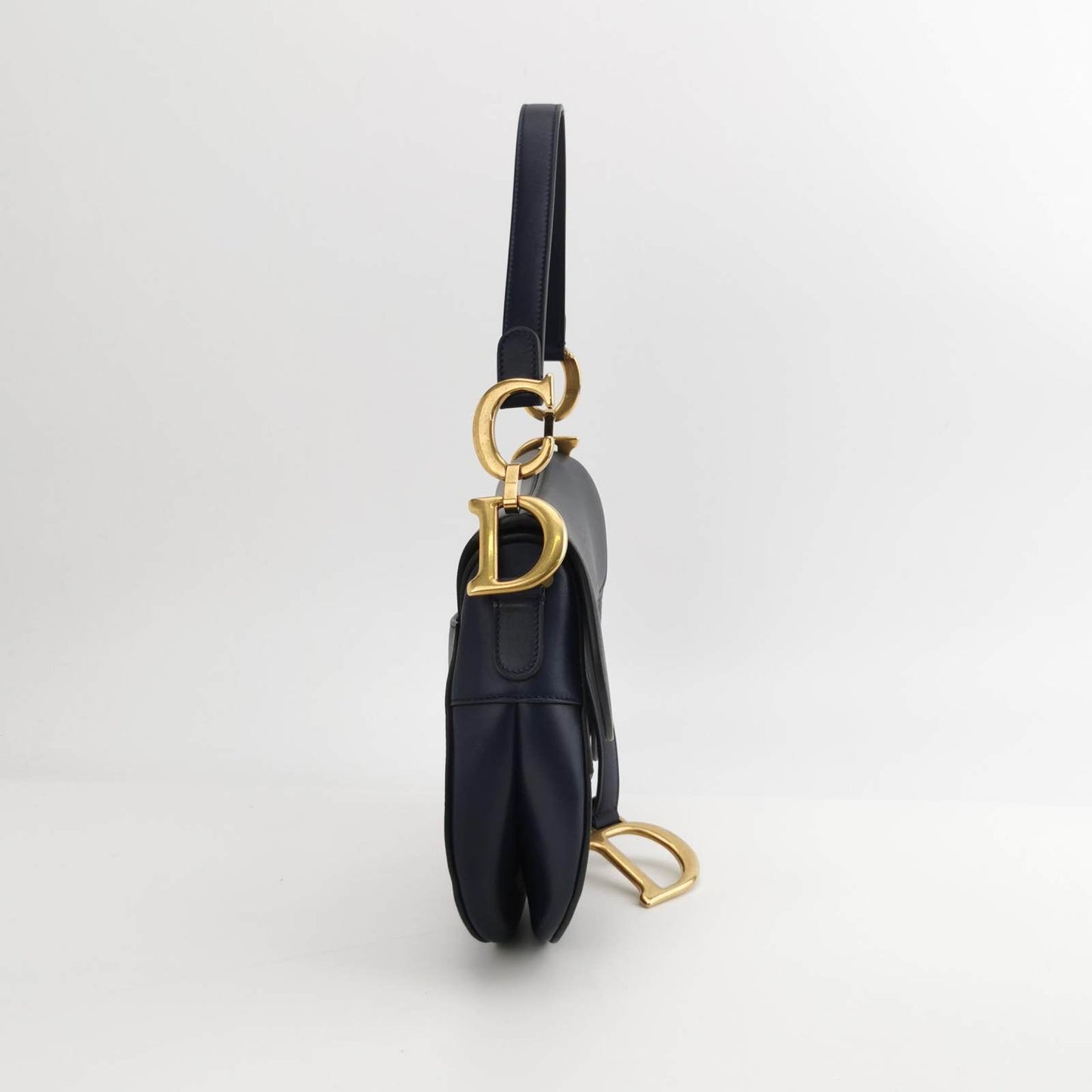 Dior Christian Saddle Navy Smooth Calfskin Handbag Leather Medium Travel Bag