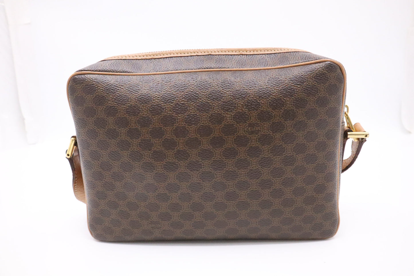 Celine Crossbody Bag In Macadam Canvas Brown