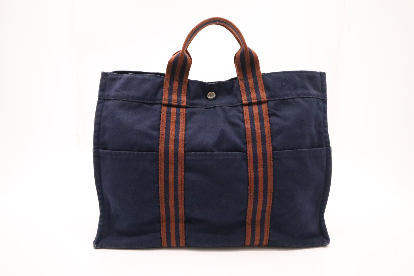 Hermes Fourre Tout Mm In Navy Handbag Canvas Blue Travel Bag