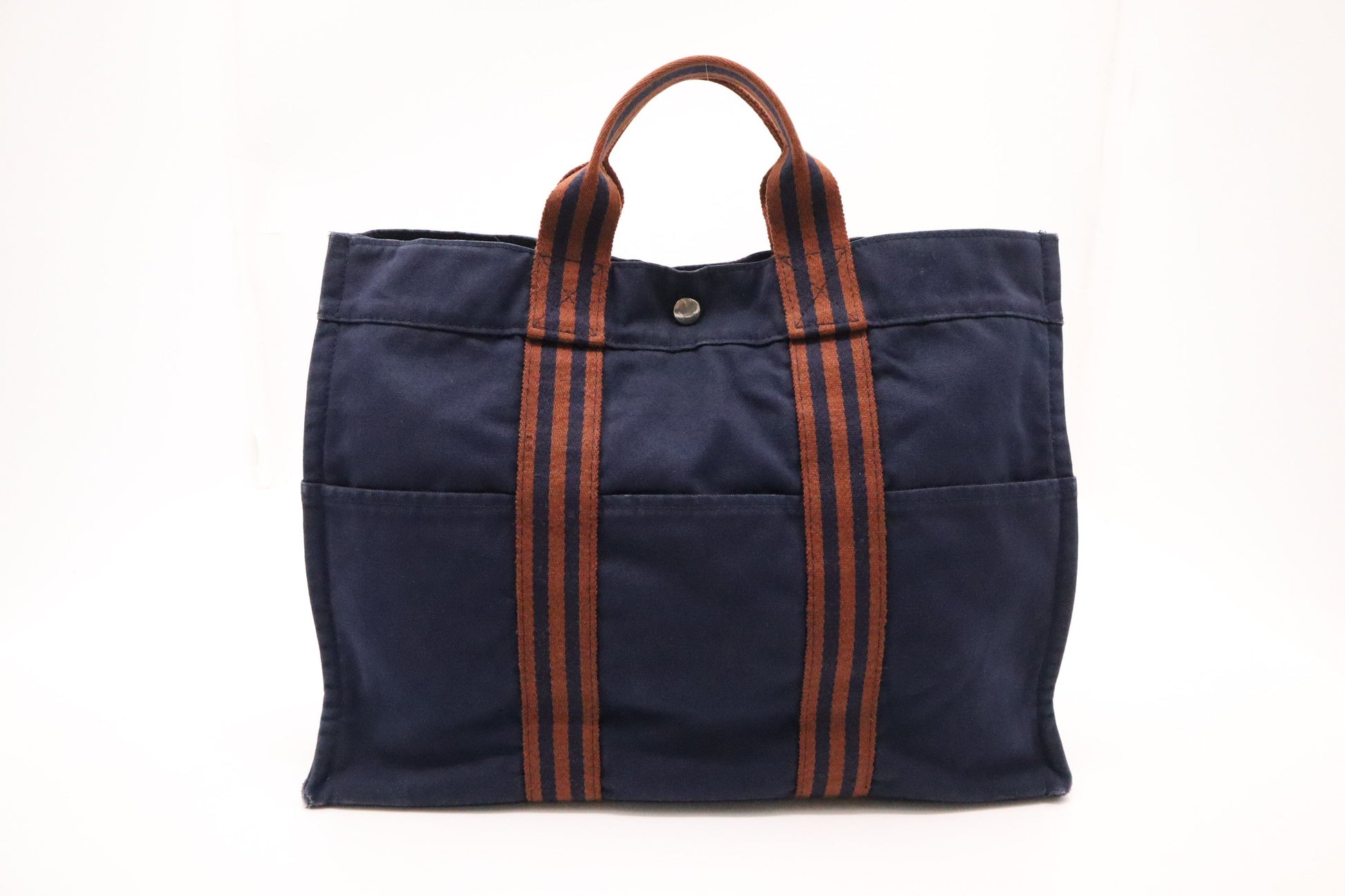 Hermes Fourre Tout Mm In Navy Handbag Canvas Blue Travel Bag