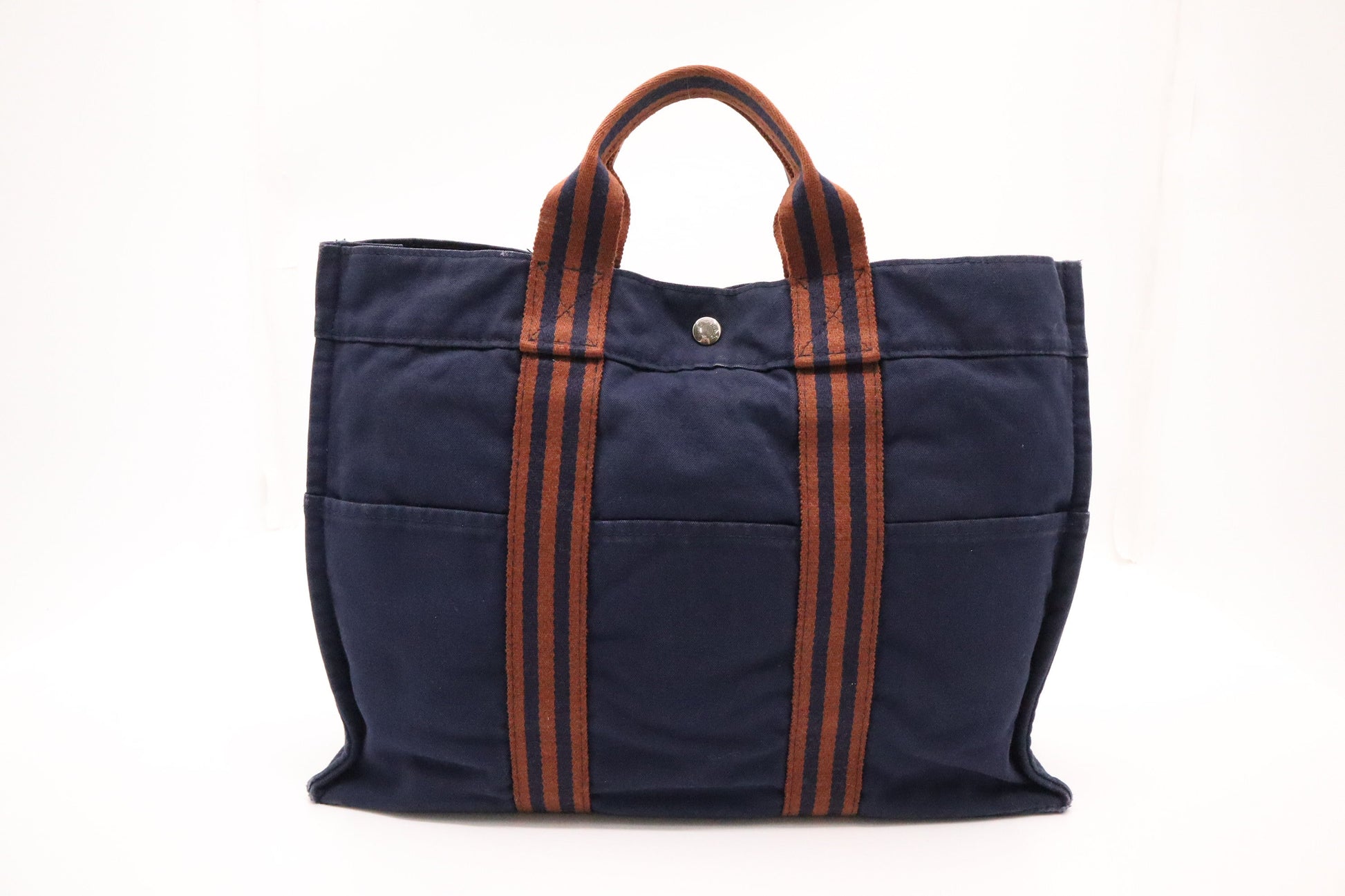 Hermes Fourre Tout Mm In Navy Handbag Canvas Blue Travel Bag