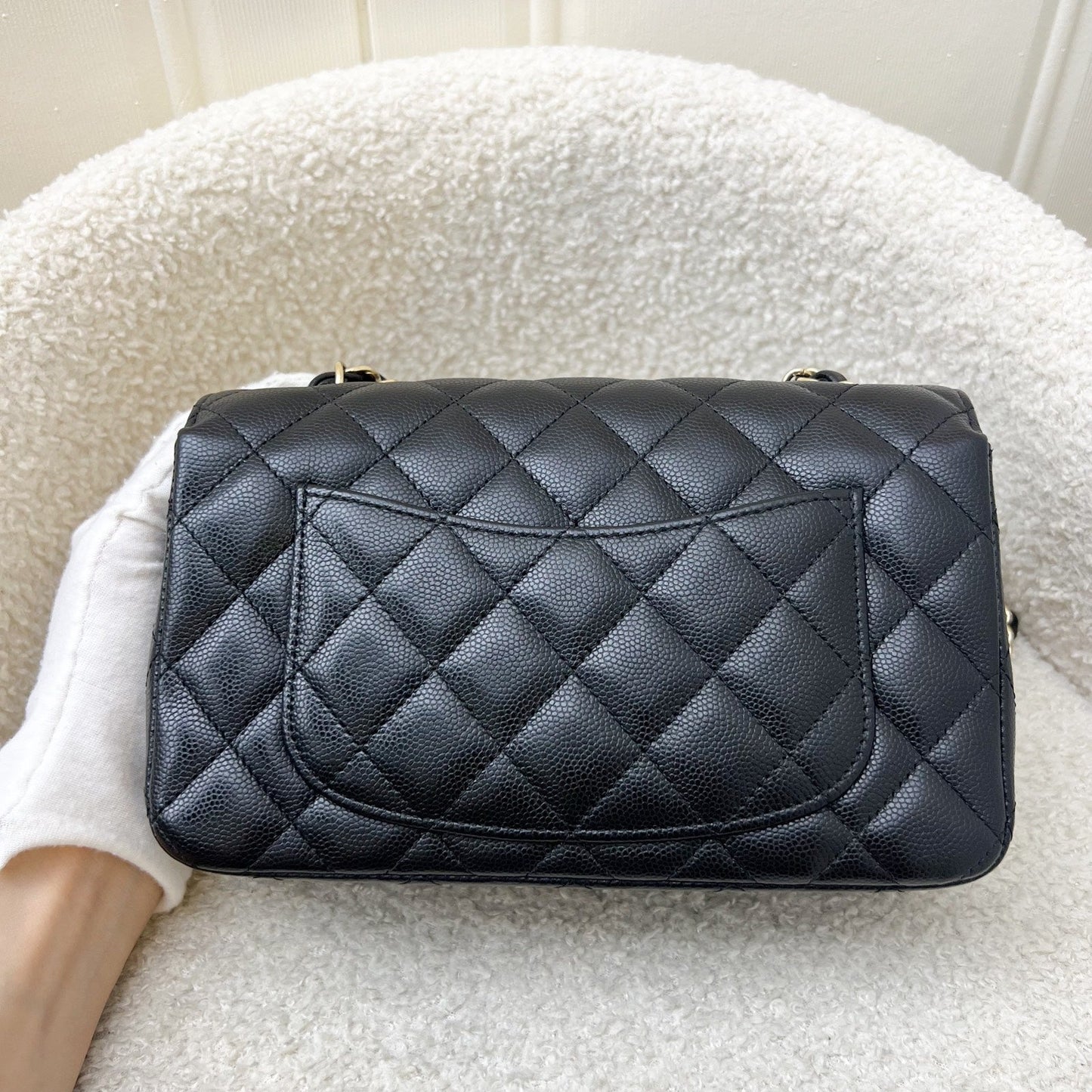 Chanel [rare!] Classic Mini Rectangular Flap in 17C Black Caviar and Ghw Handbag
