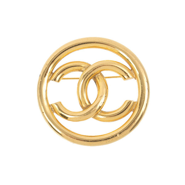 Chanel 1993 Made Round Cutout Cc Mark Brooch