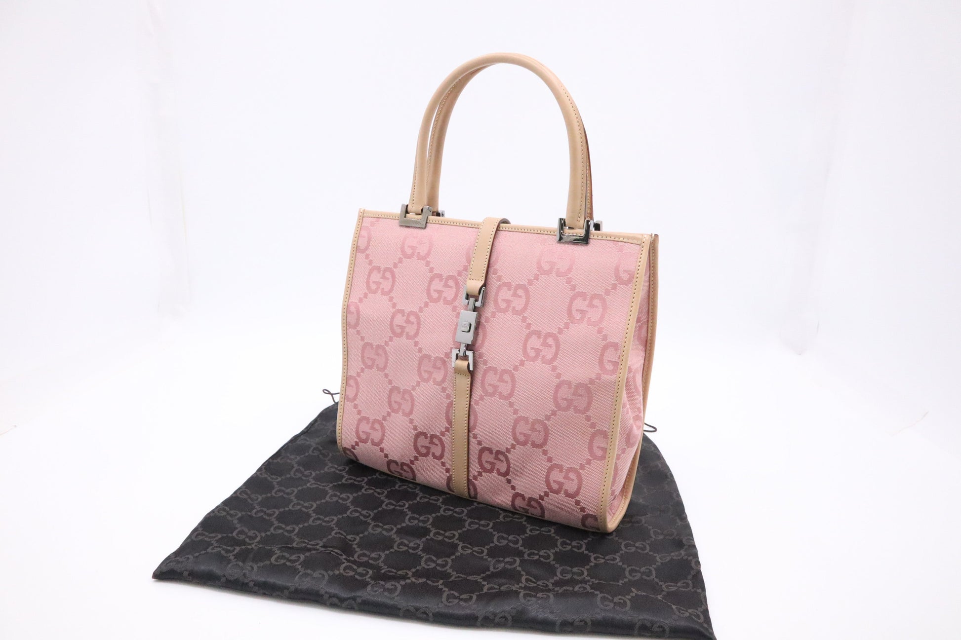 Gucci Handbag In Canvas Pink Travel Bag
