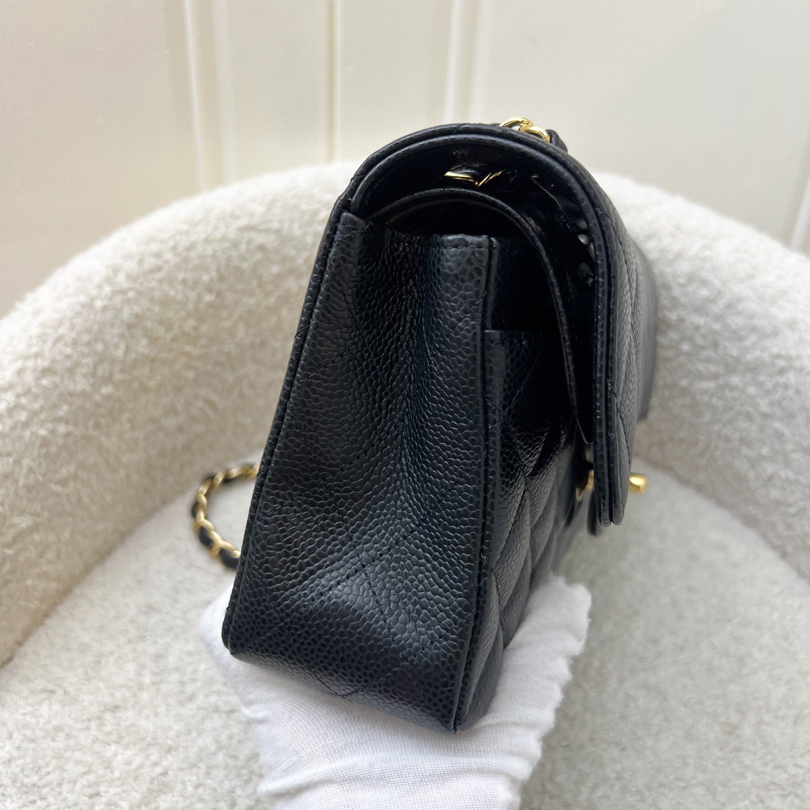 Chanel Small Classic Flap Cf in Black Caviar and Ghw Handbag