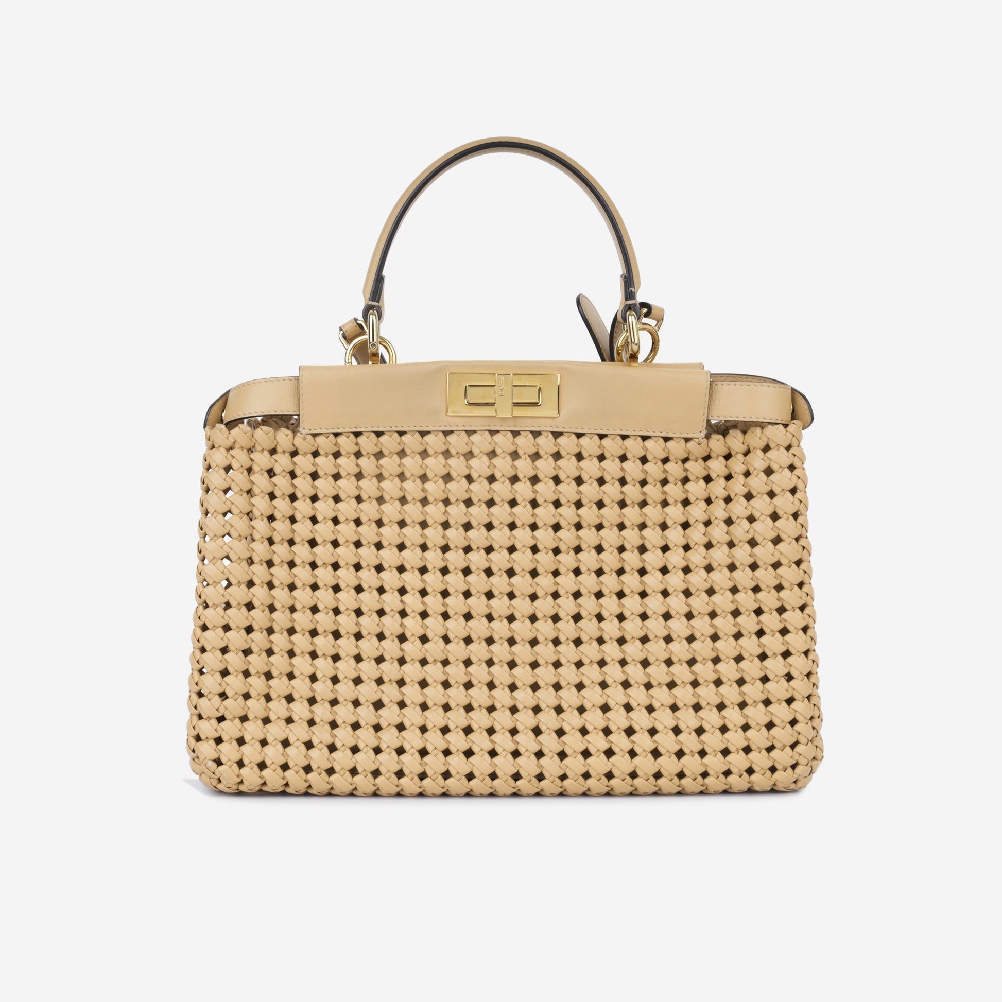 Fendi Peekaboo Tote Bag Medium Woven Calfskin Ghw
