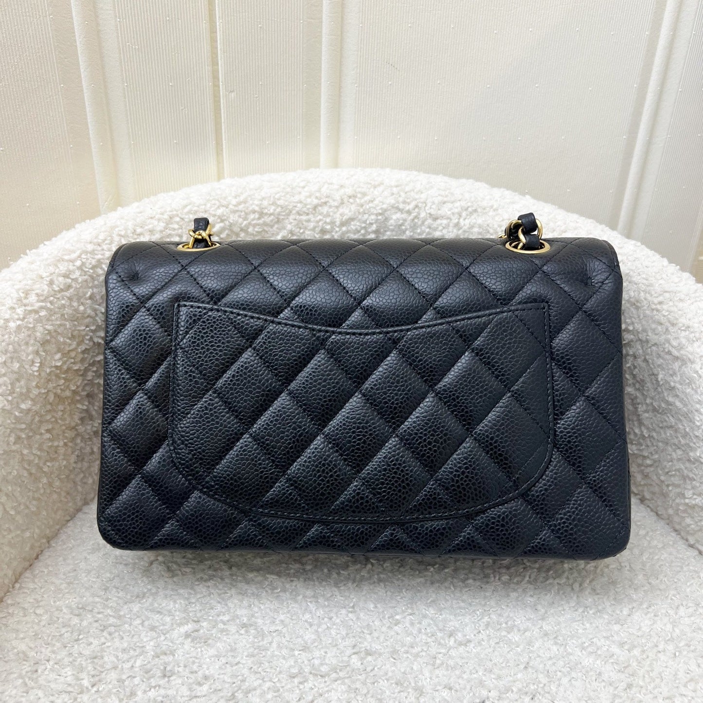 Chanel Small Classic Flap Cf in Black Caviar and Ghw Handbag