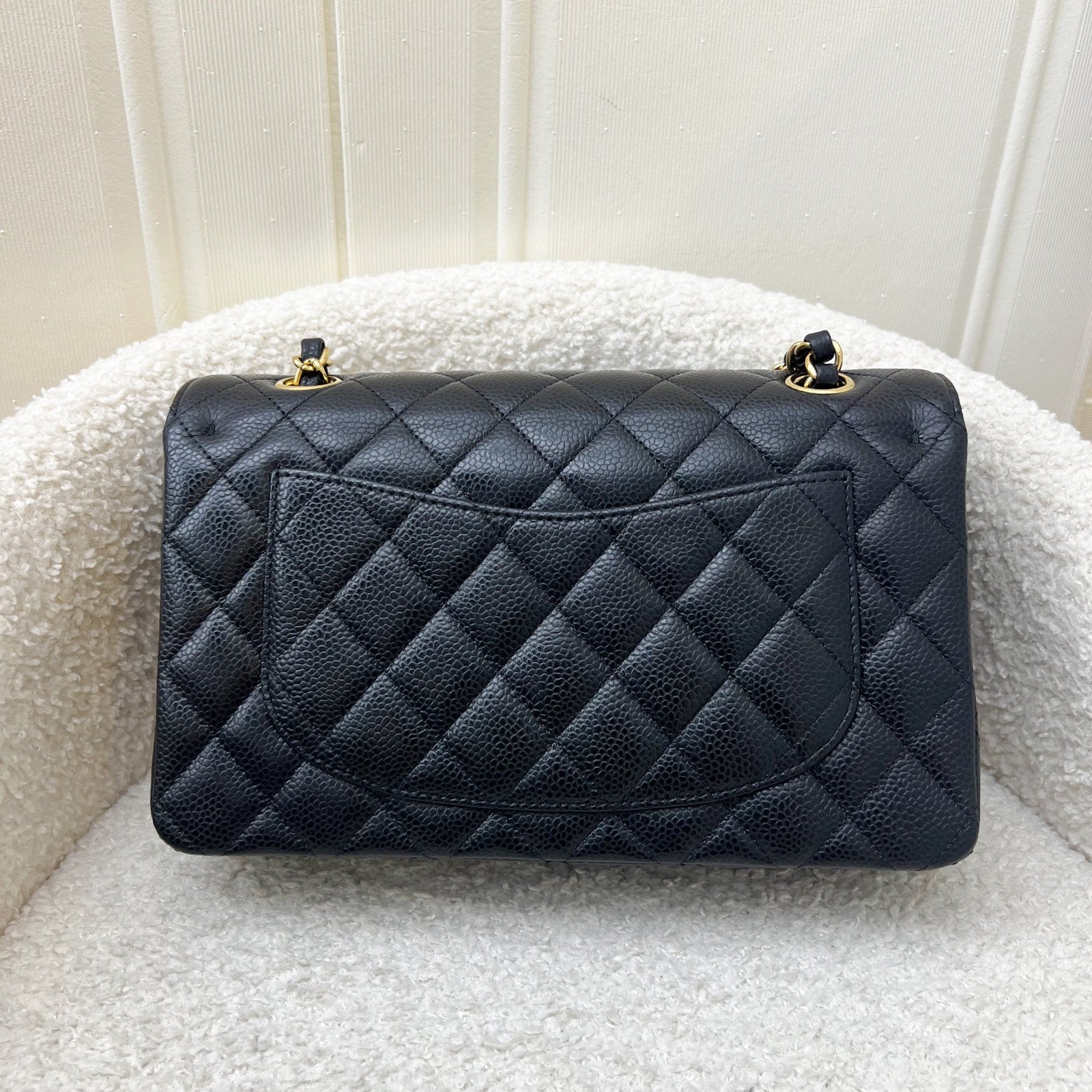 Chanel Small Classic Flap Cf in Black Caviar and Ghw Handbag