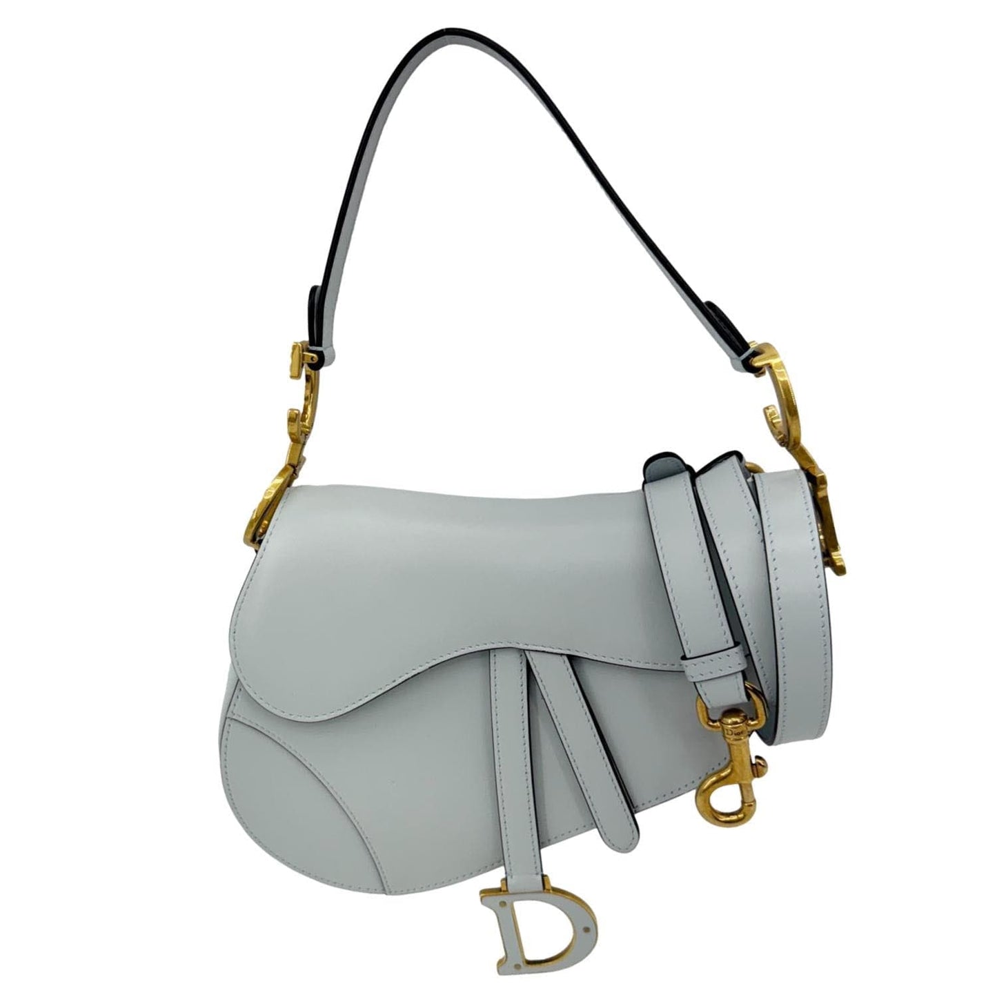 Dior Shoulder Bag Saddle Satchel Light Leather Blue Satchel Bag
