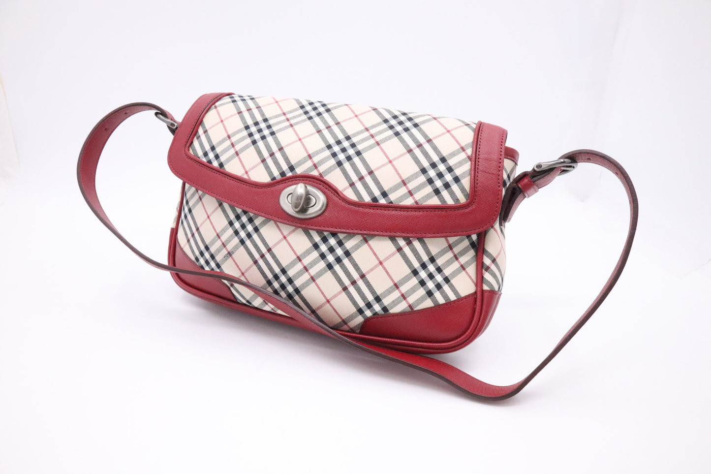 Burberry Shoulder Bag In Checked Leather Canvas Beige