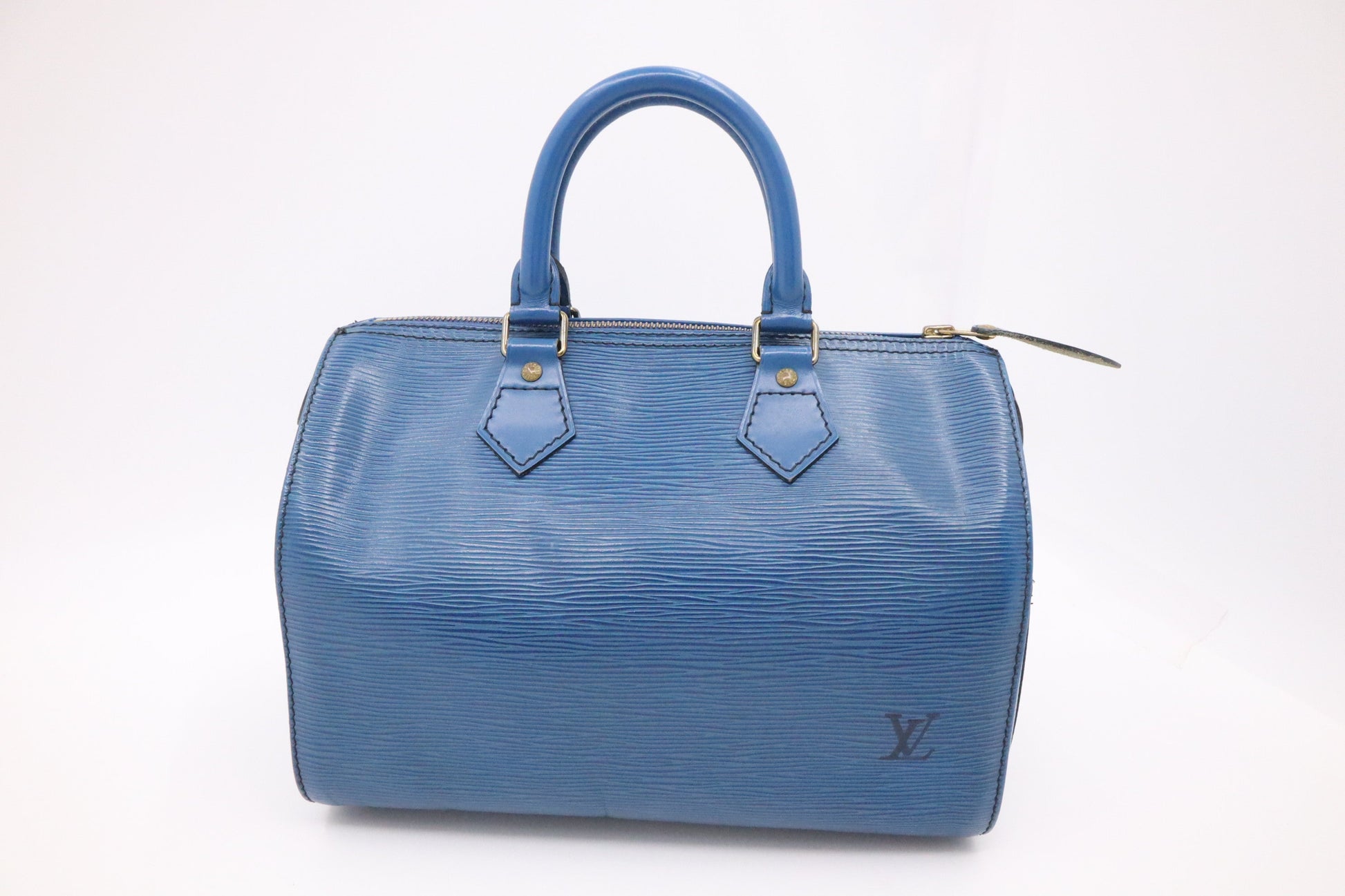 Louis Vuitton Speedy 25 Toledo Blue Leather Epi Handbag Epi Leather