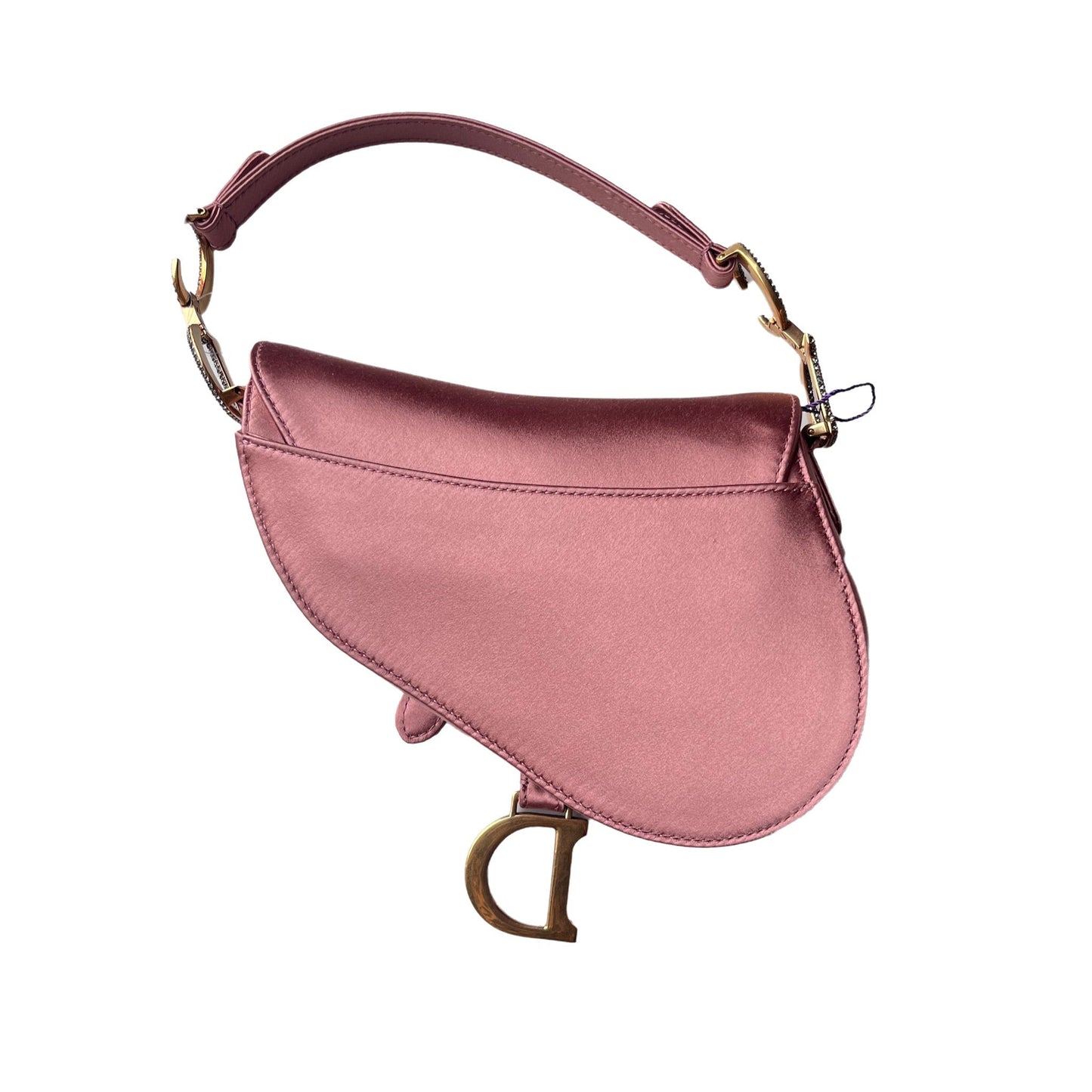 Dior Saddle Silk Rose With Crystal Buckle Handbag Satin Pink Travel Bag