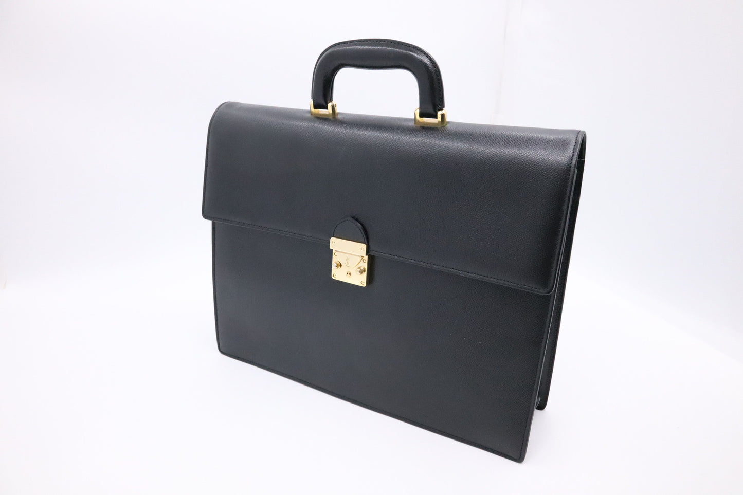 YSL Saint Laurent Briefcase In Travel Bag Leather Black