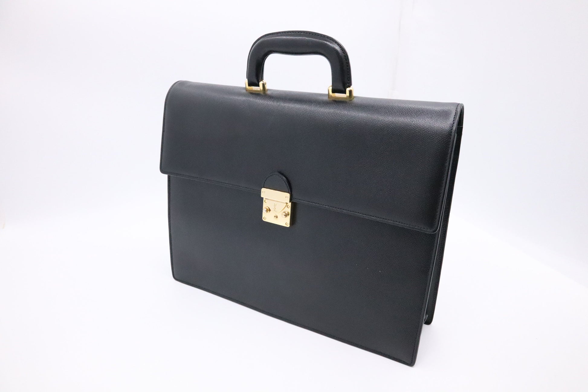 YSL Saint Laurent Briefcase In Travel Bag Leather Black