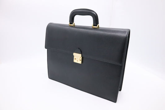 YSL Saint Laurent Briefcase In Travel Bag Leather Black