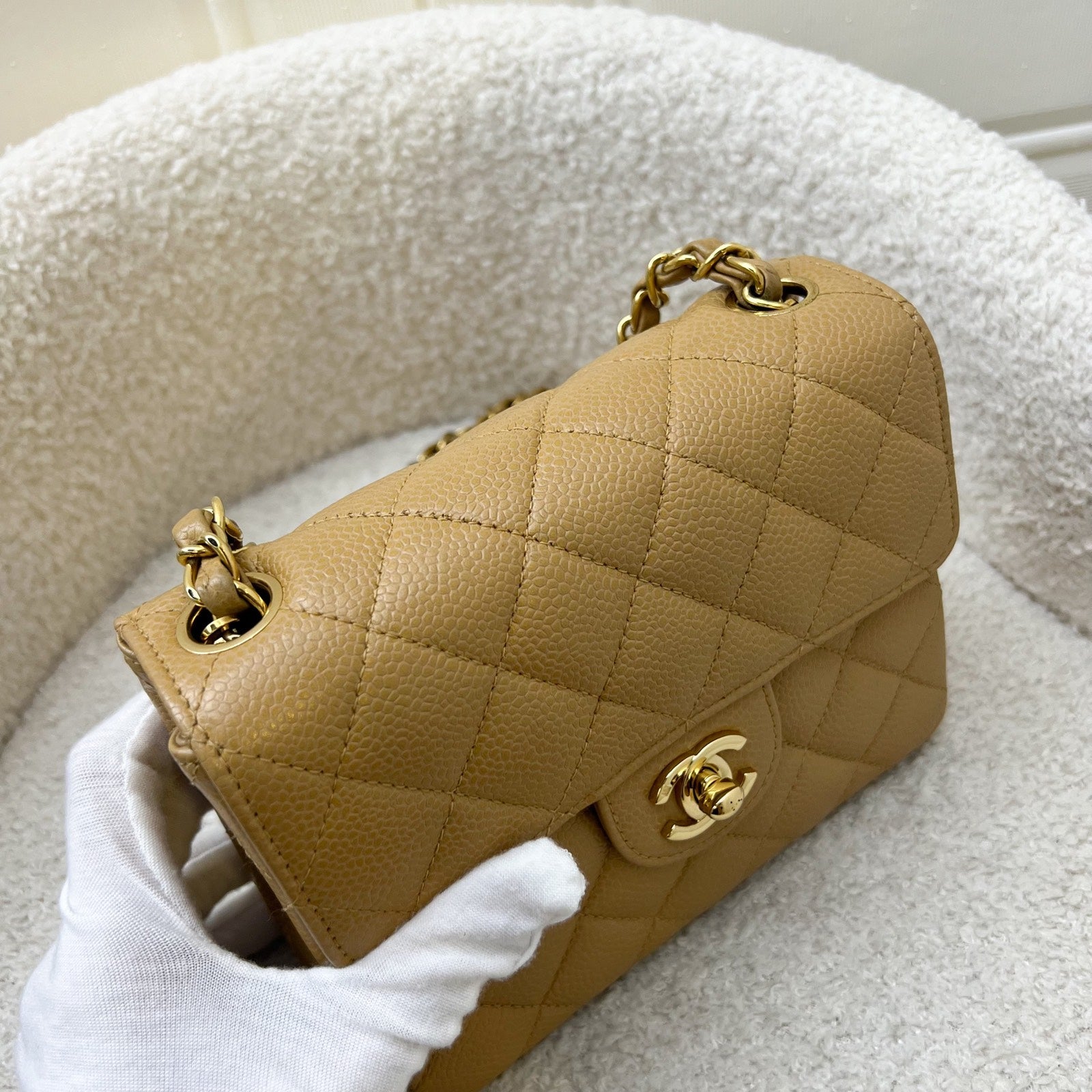 Chanel   Square Mini in Dark Beige Caviar and 24K GHW
