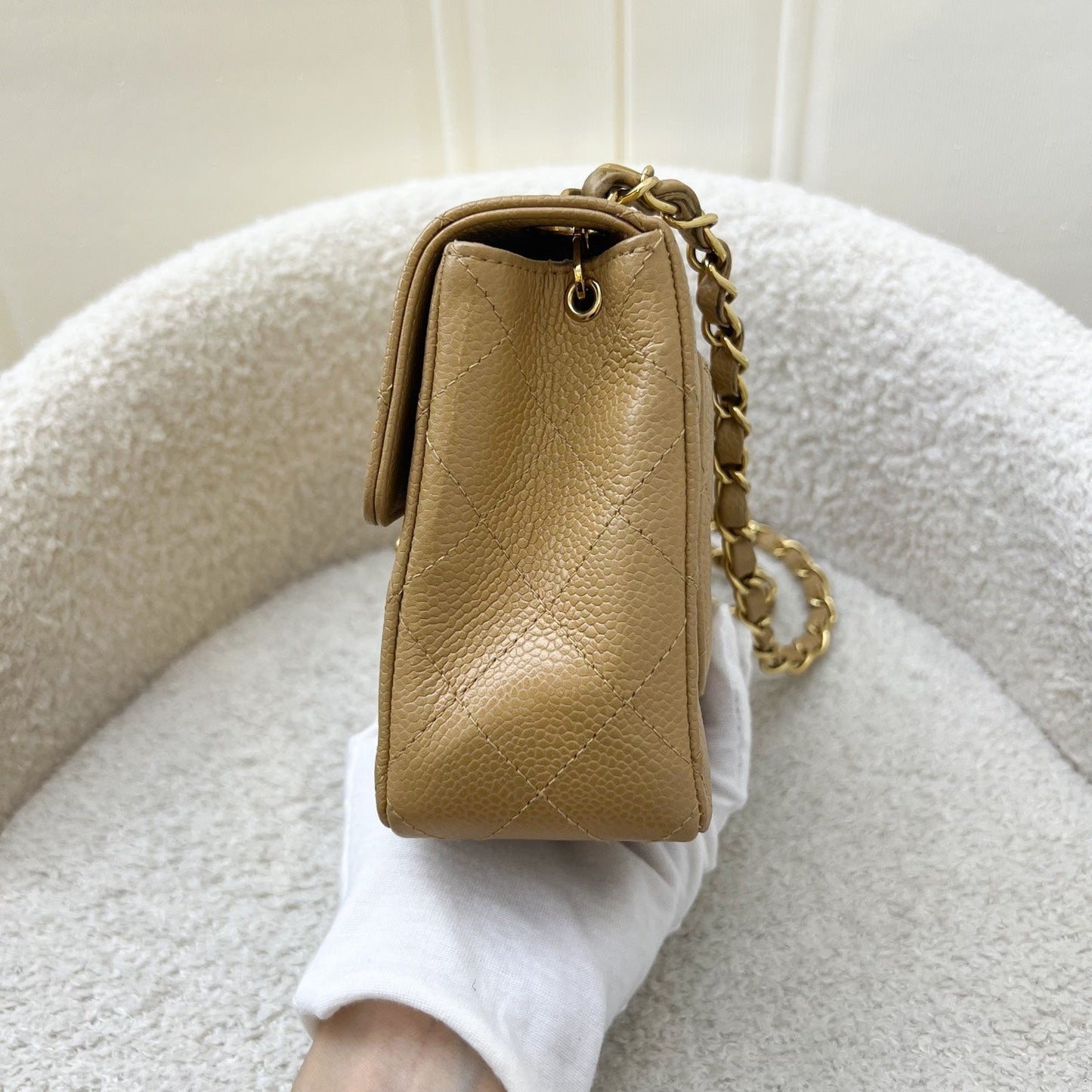 Chanel   Square Mini in Dark Beige Caviar and 24K GHW