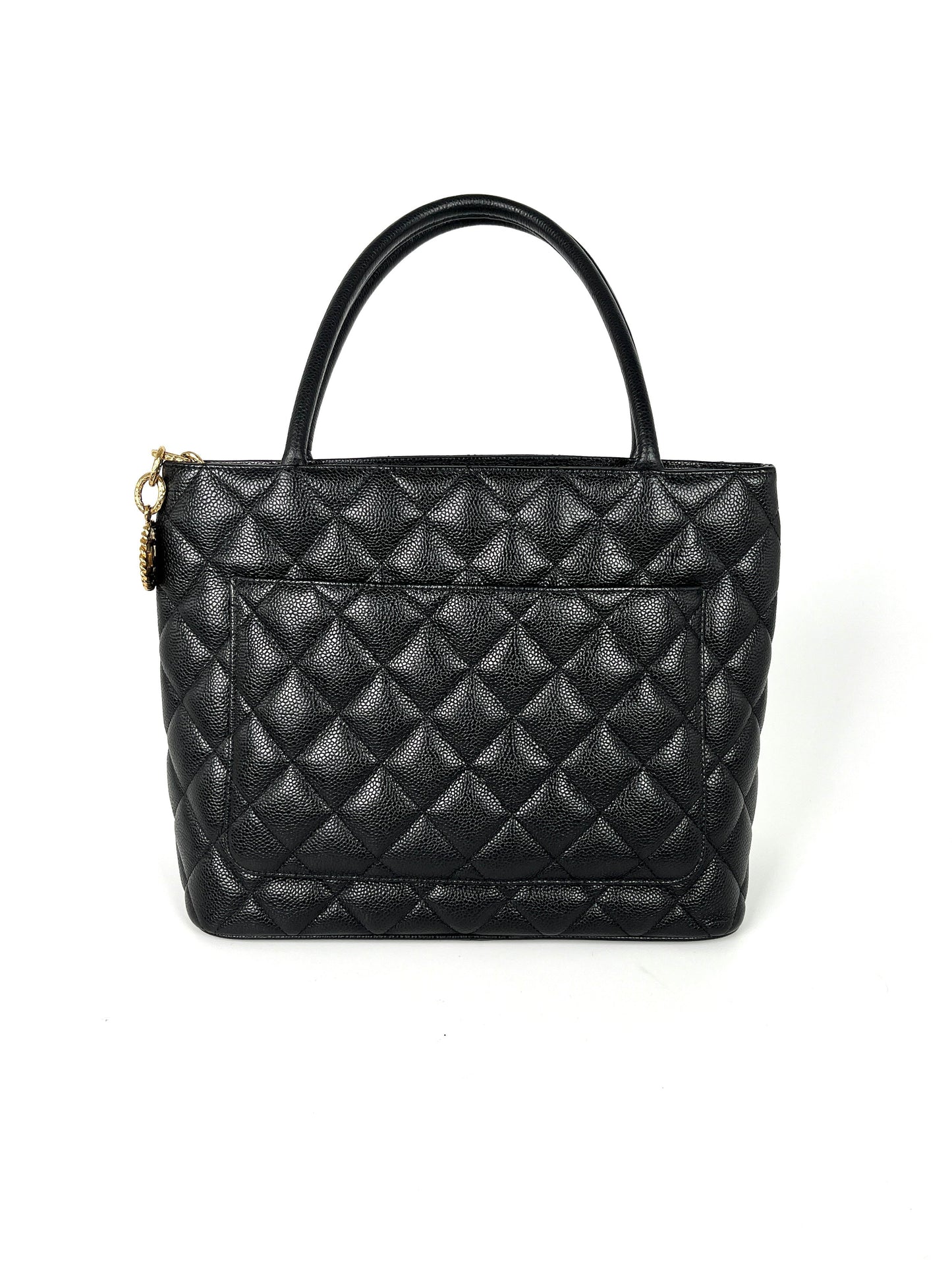 CHANEL Medallion Timeless Black Quilted Caviar Tote Bag