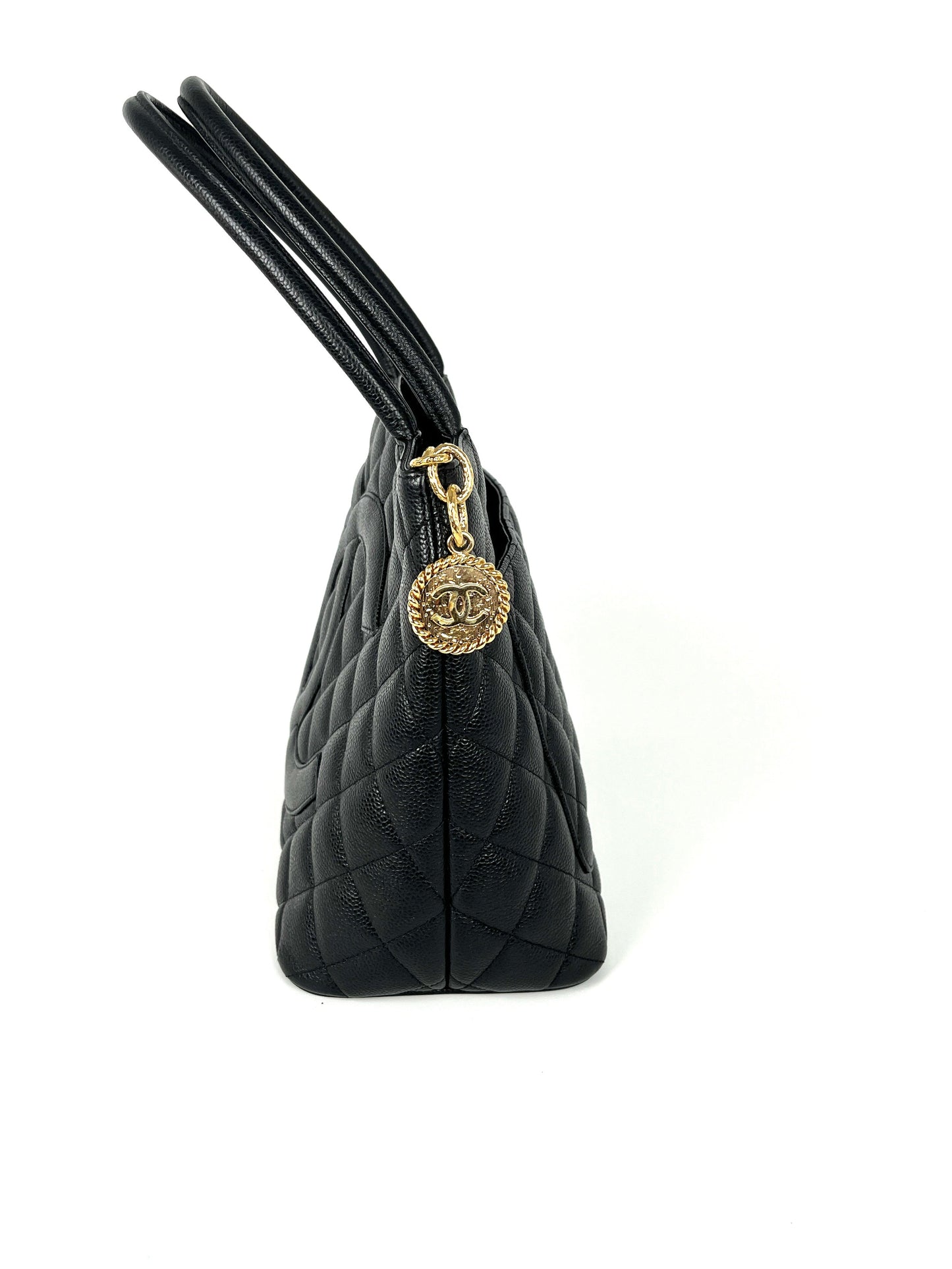 CHANEL Medallion Timeless Black Quilted Caviar Tote Bag