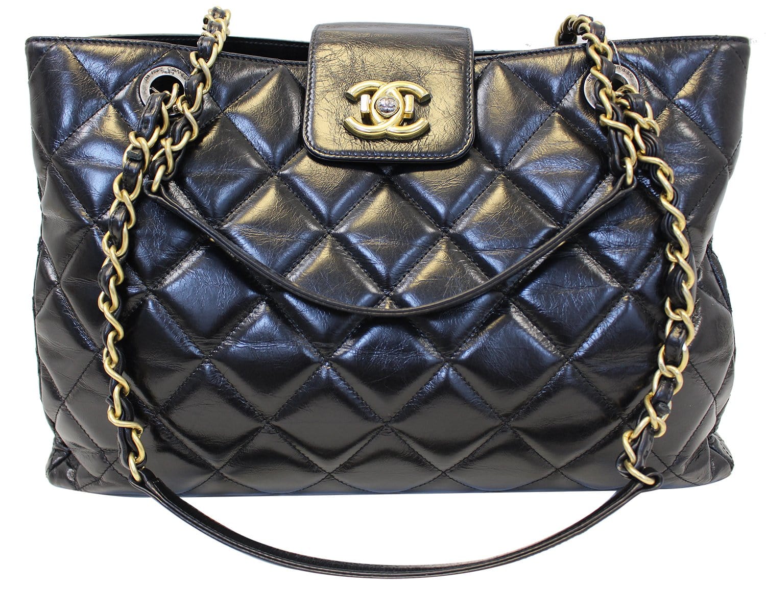 Chanel Matelasse Leather Calfskin Black Travel Bag