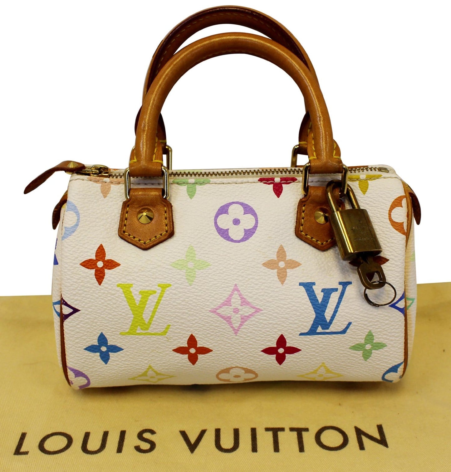 Louis Multicolor Speedy Satchel Bag Monogram White Travel Bag