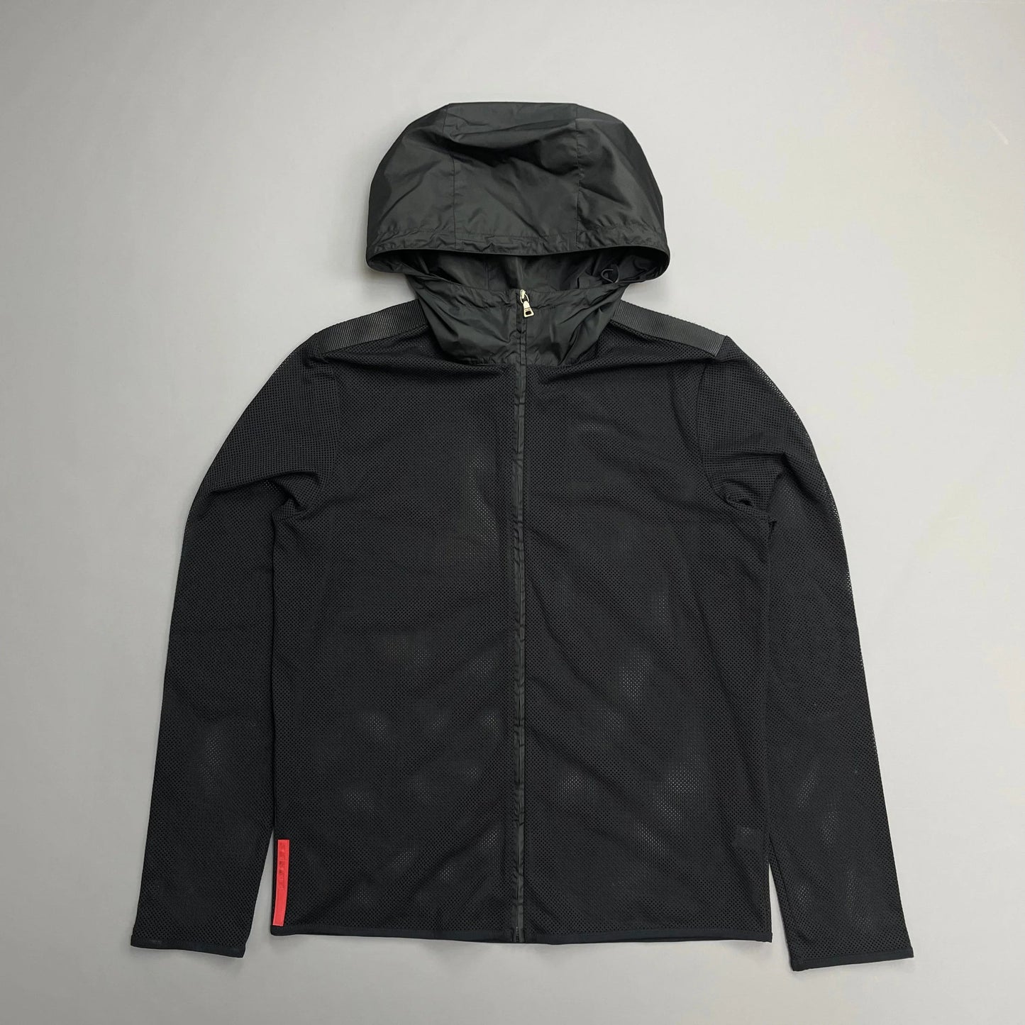 Prada Handbag Sport Hooded Mesh -Through Jacket Nylon Black Zip
