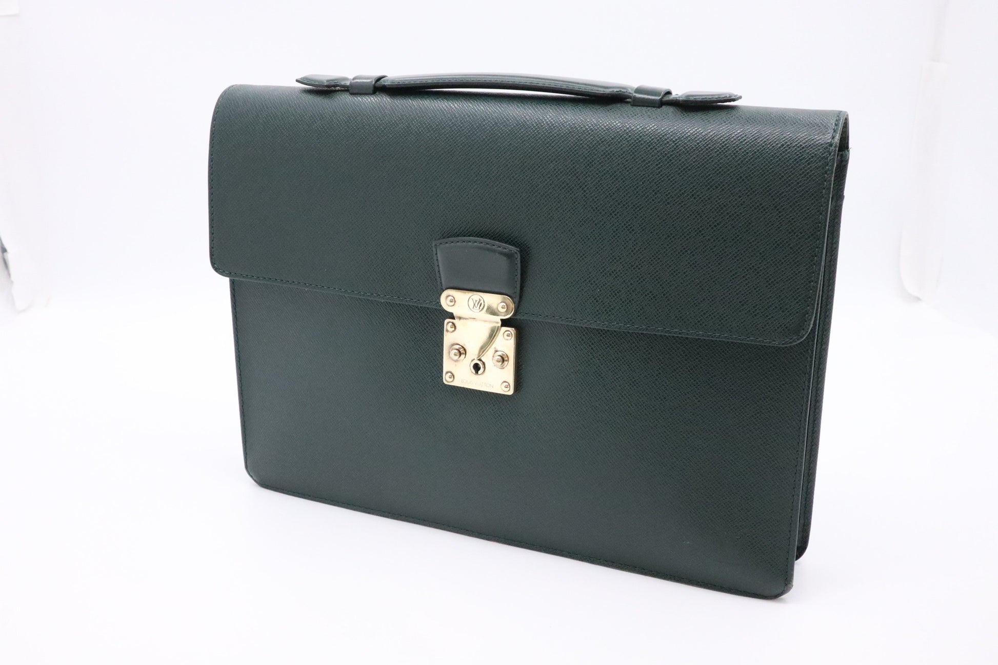 Louis Vuitton Briefcase Taiga Leather Green Handbag Taiga Leather