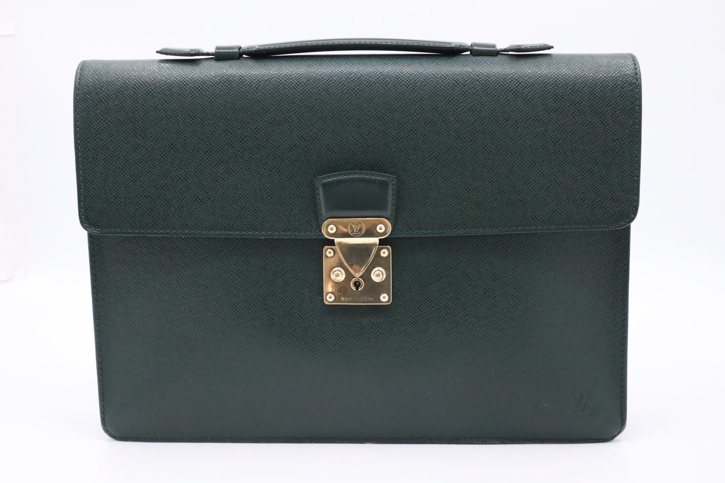 Louis Vuitton Briefcase Taiga Leather Green Handbag Taiga Leather