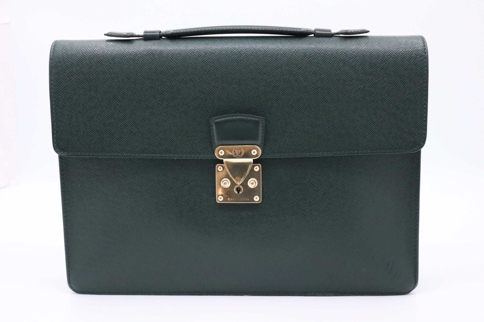 Louis Vuitton Briefcase Taiga Leather Green Handbag Taiga Leather