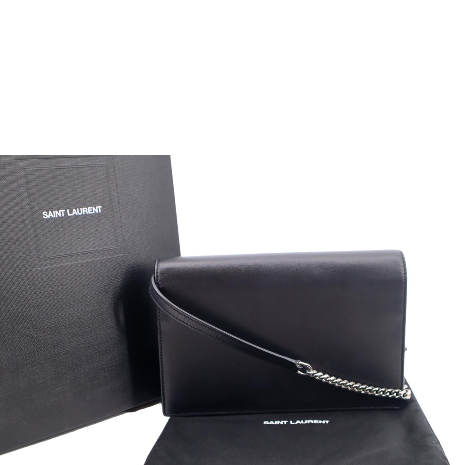 YSL Saint Laurent Yves Kate Tassel Crossbody Bag Leather Black Laurent Kate Chain