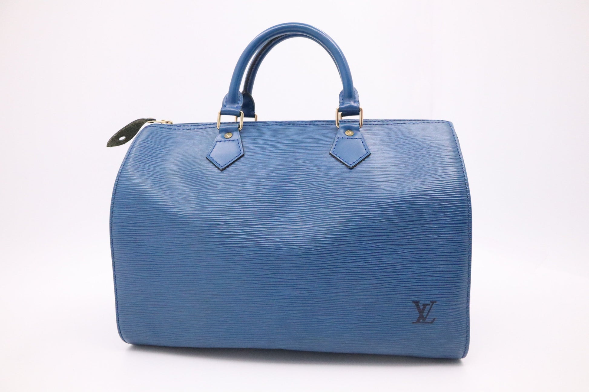 Louis Vuitton Speedy 30 Blue Leather Epi Handbag Epi Leather