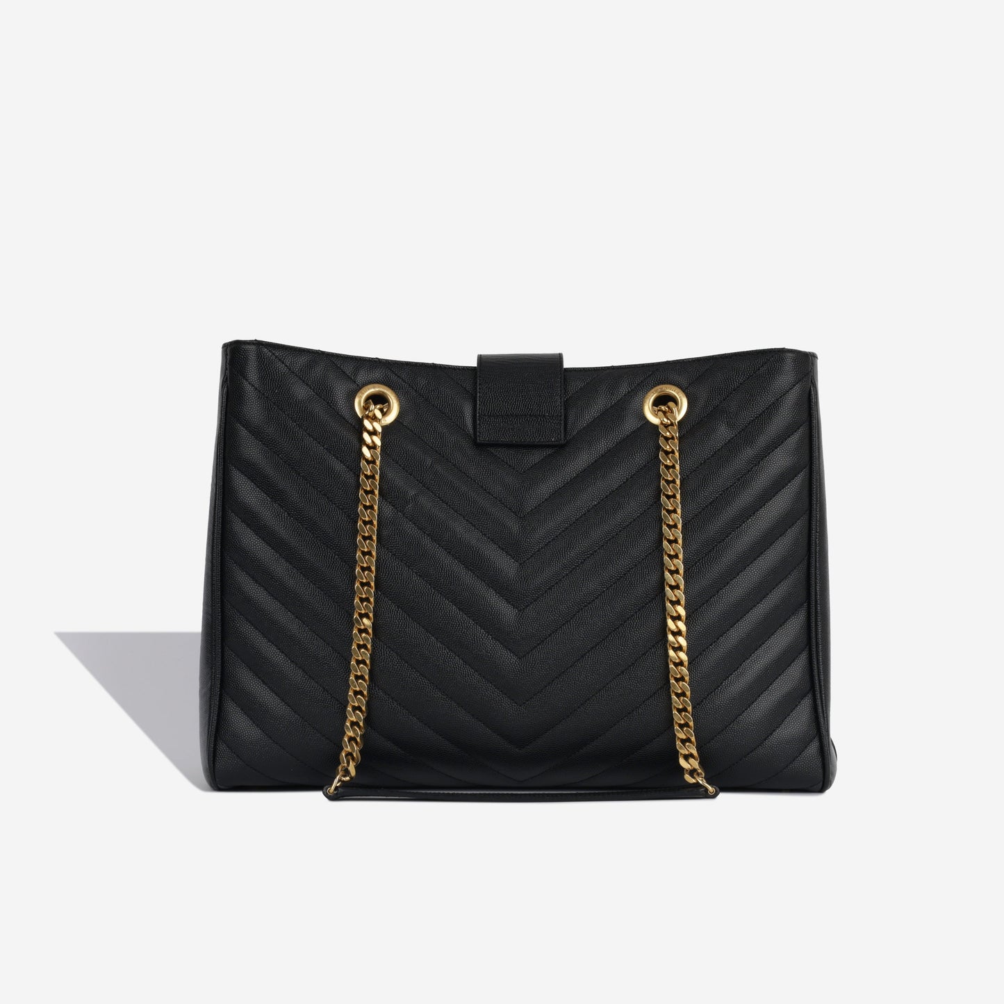 YSL Saint Laurent Cassandre Tote Bag Shoulder Bag Black Grained Ghw